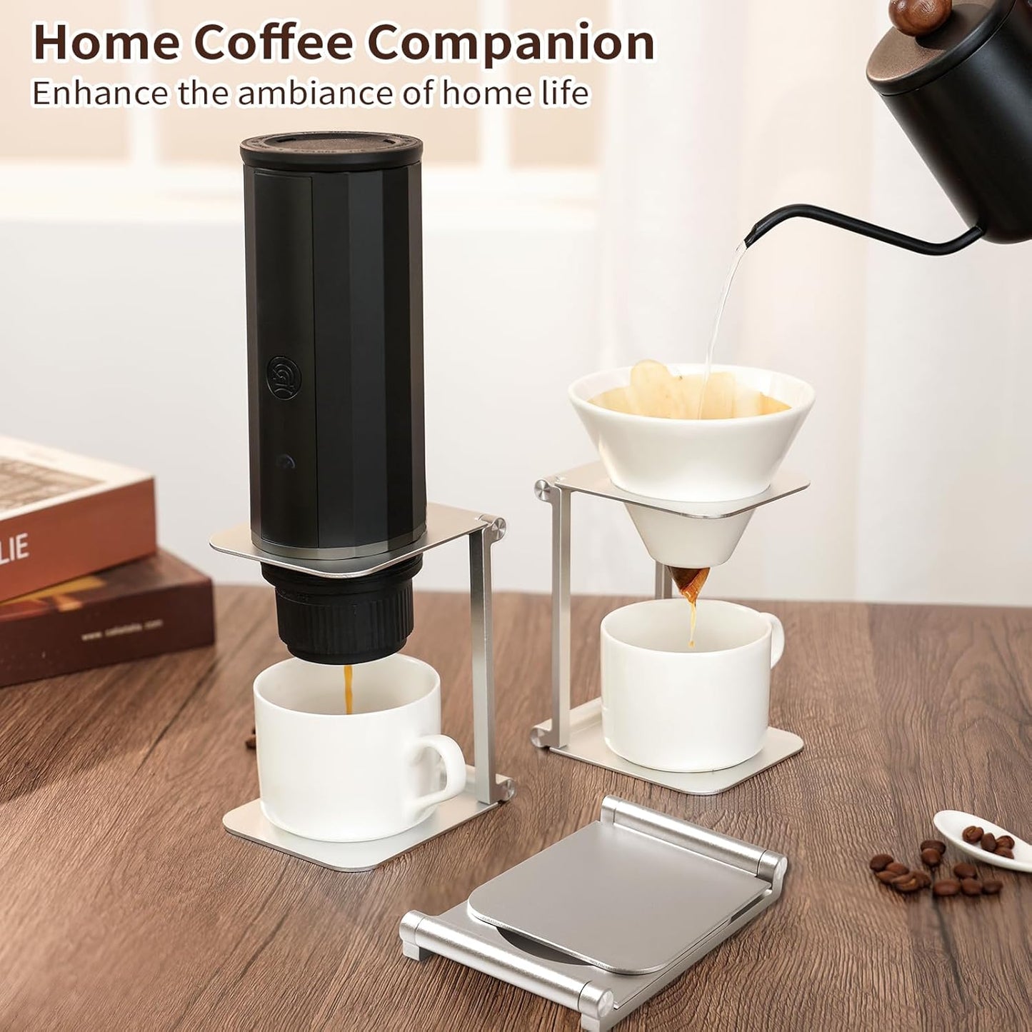 6-Piece Pour Over Coffee Maker Kit & Dripper Set with Foldable Stand, Cup, Spoon & Storage Bag - All-in-One Portable Coffee Brewing Kit for Camping, Home, Office