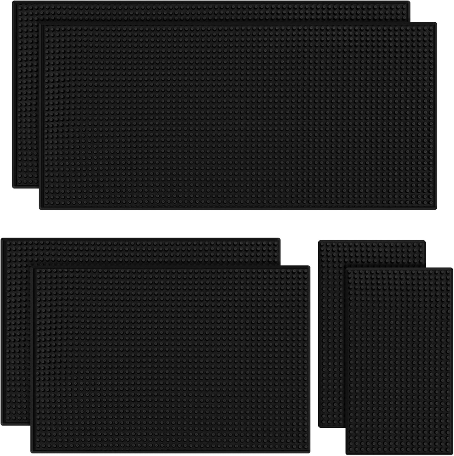 Tioncy 6 Pcs Bar Mat for Countertop 6 x 12 Inch, 18 x 12 Inch, 24 x 12 Inch Non Slip Rubber Mat Service Spill Cocktail Bartending Coffee Bar Mats for Hot Dishes Restaurants Barbershop Hot Pads, Black