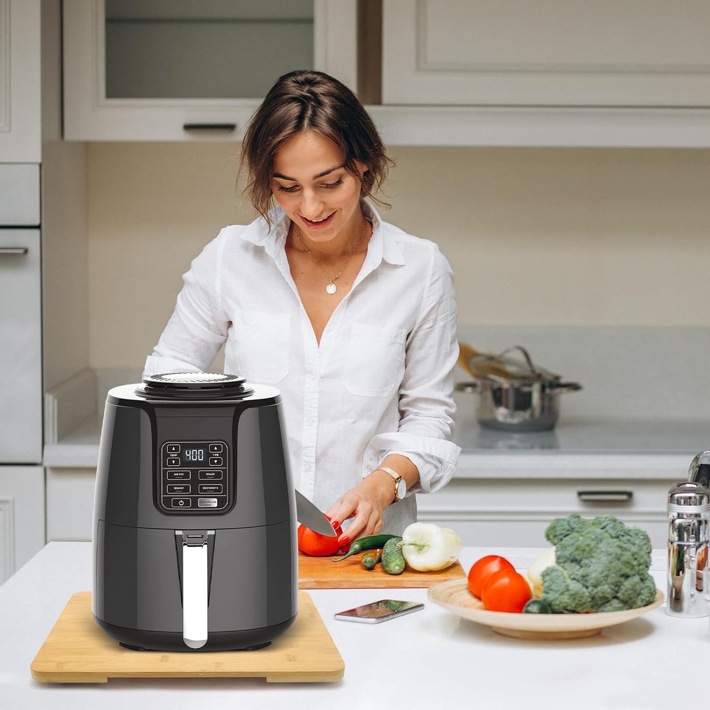 Appliance Slider 360° Rolling Tray for Coffee Maker- Bamboo Coffee Pot Slider Tray Countertop Rotation Sliding Tray with Wheels, Small Appliances Mat (Medium13.9"×11.6")