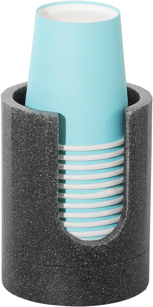 Luxspire Bathroom Cup Dispenser, 3oz Dixie Cup Dispenser, Resin Dixie Cup Holder, Disposable Paper Cup Holder for Bathroom, Cotton Pad Holder, Guest Bathroom Essentials, Gray