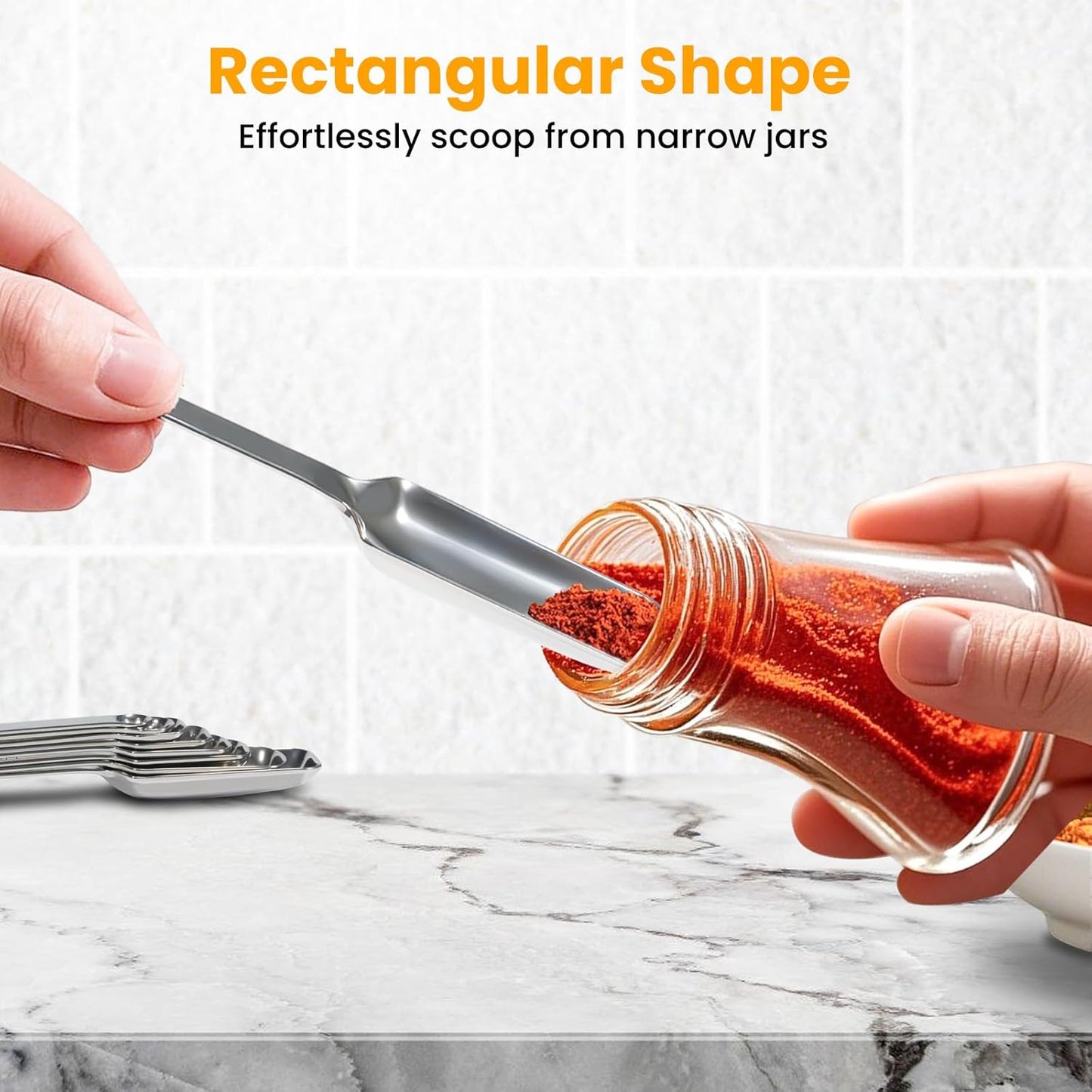 18PCS Measuring Cups and Spoons Set, Includes 7 Stainless Steel Nesting Cups, 6 Rectangular & 5 Mini Measuring Spoons Fits Narrow Jars, Kitchen Gadgets for Cooking & Baking