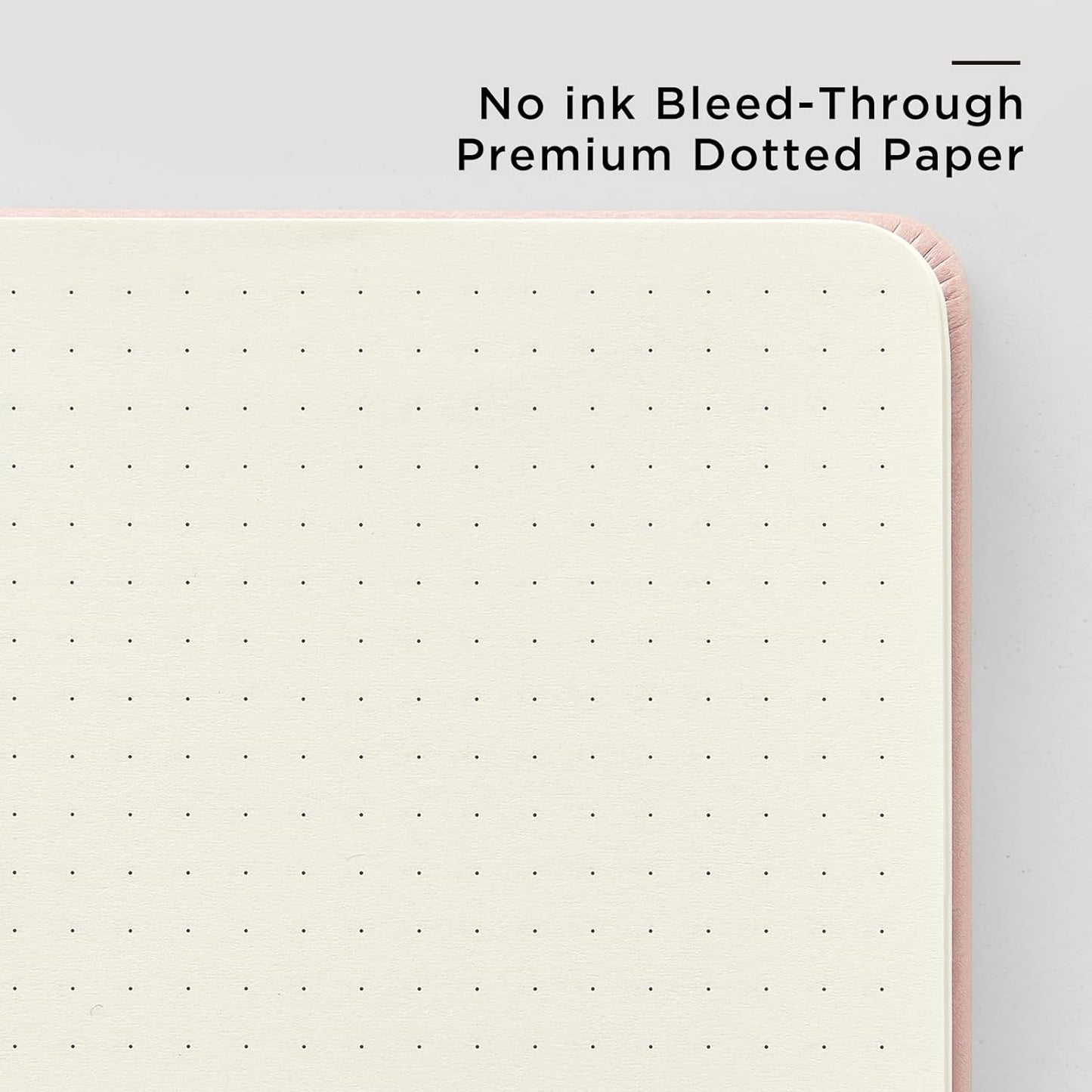 &And Per Se Dotted Journal Notebook, A5 Hardcover Leather Bullet Dotted Journal, 160 Pages 100 gsm Thick Dotted Paper，3 Sheets of Stickers Included - 5.7'' x 8''（Pink）