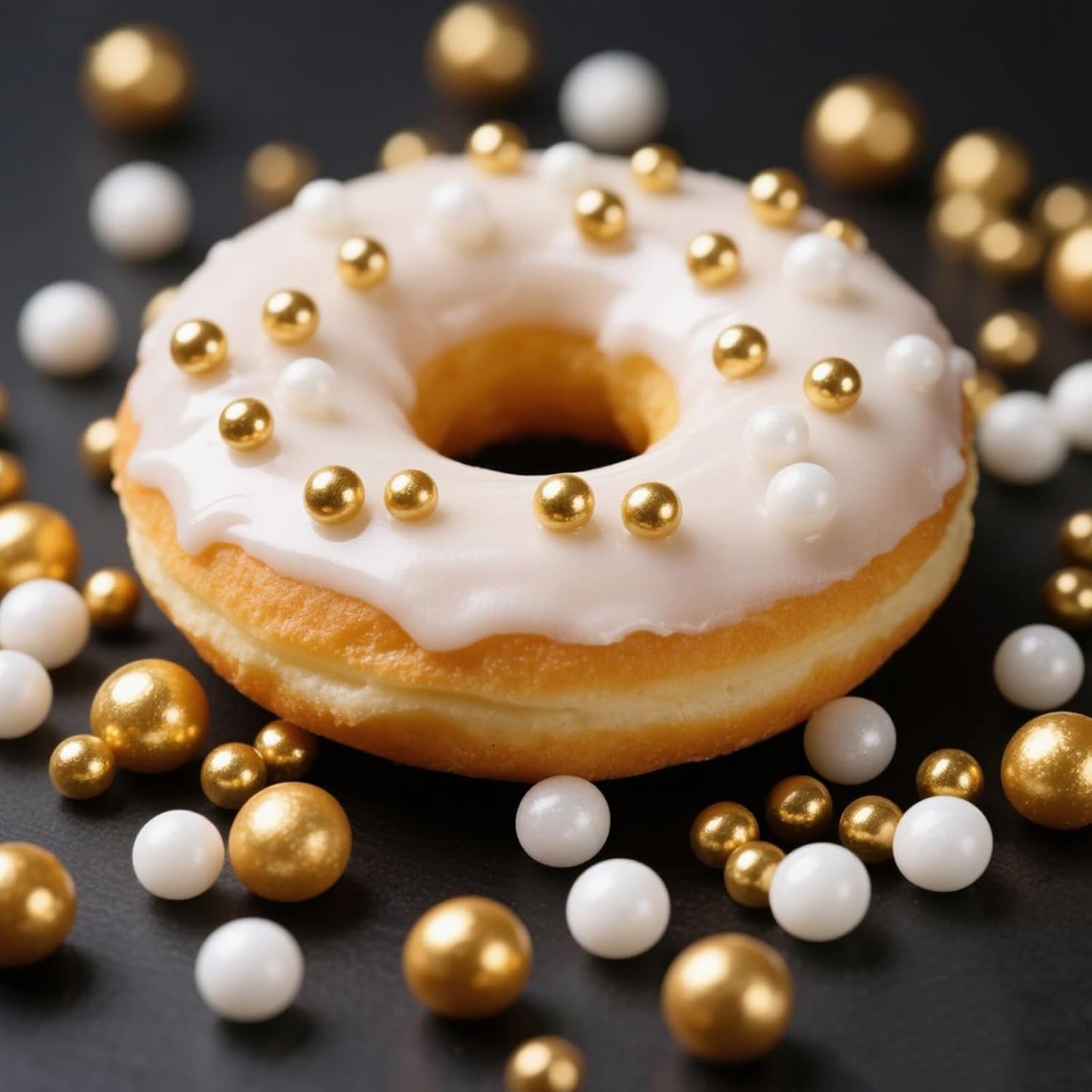 Twisweet Edible Pearl Sprinkles, Gold and White Pearls for Cake Decorating, Gold Sugar Sprinkles for Baking, Mix Size Candy Pearls, Cake Topper Ice Cream Toppings Cupcake Cookie Dessert Decorations, Christmas Wedding Birthday Party Supplies (130g/4.58oz)