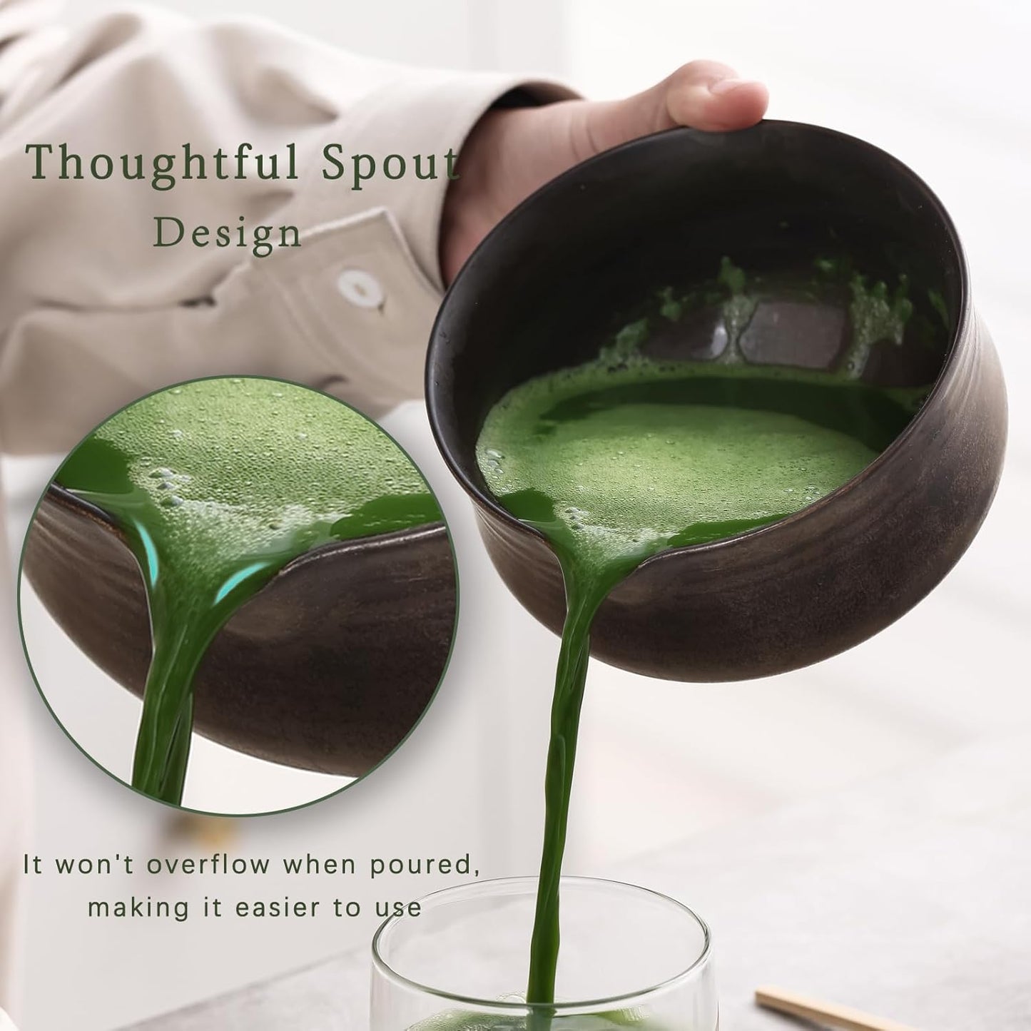 Matcha Whisk Set, Matcha Bowl with Spout and Coaster, Matcha Whisk and Holder, Sifter, Scoop, Spoon, Cleaning Brush - 10 Pcs Complete Ceramic Matcha Kit