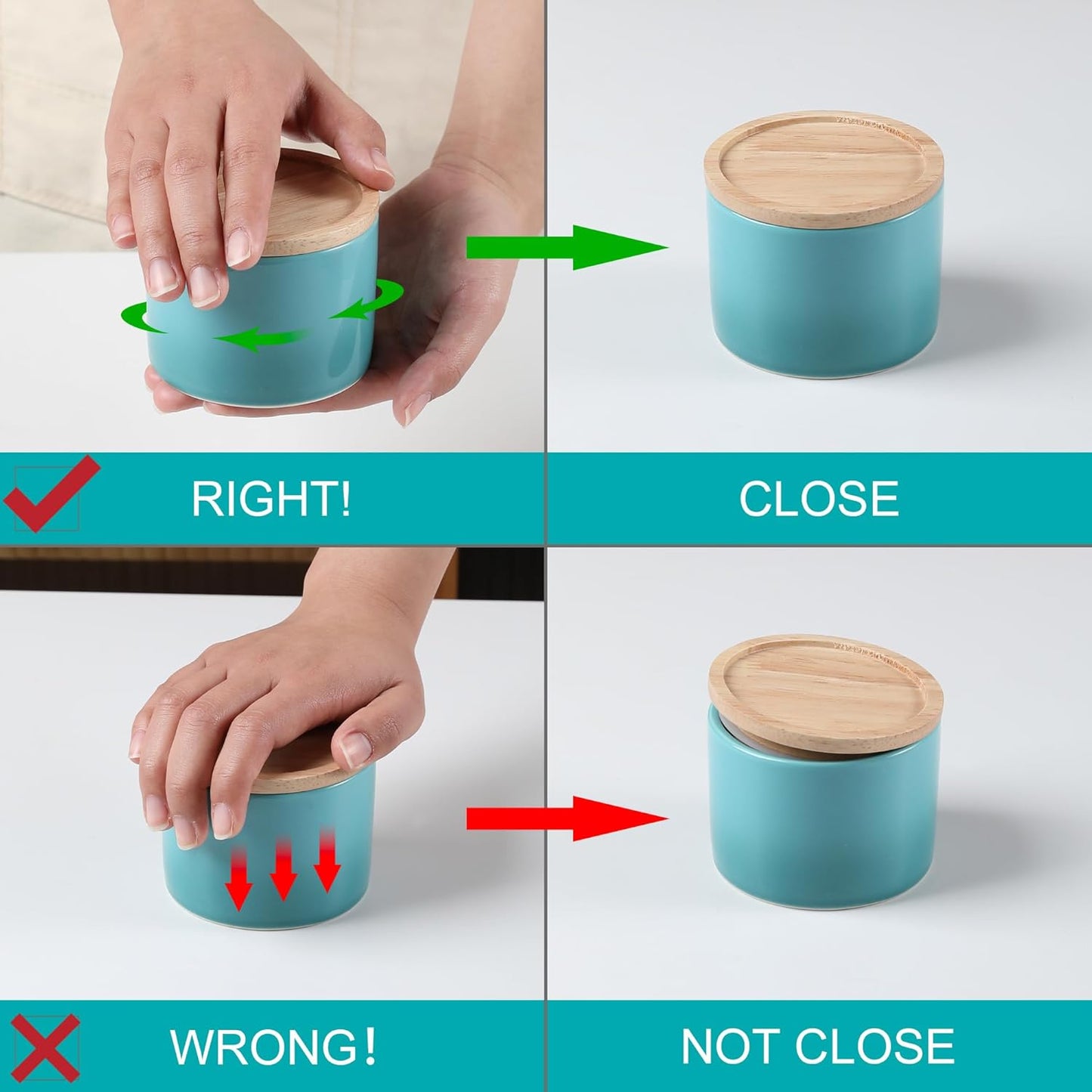 Sweejar Kitchen Canisters Ceramic Food Storage Jar, Stackable Containers with Airtight Seal Wooden Lid for Serving Ground Coffee, Tea, Sugar, Spice and More - 5 Fl Oz(Gradient Gray)