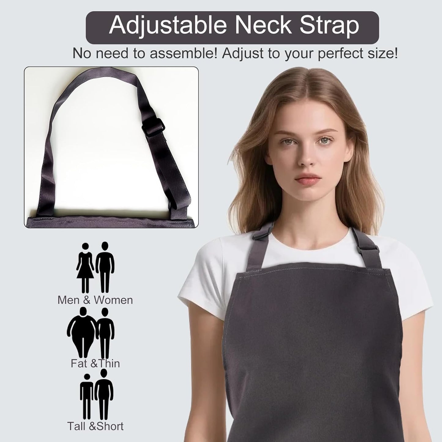 Kitchen Bib Apron for Women Men with Pockets Chef Art Aprons for Cooking Painting Pottery Ceramics