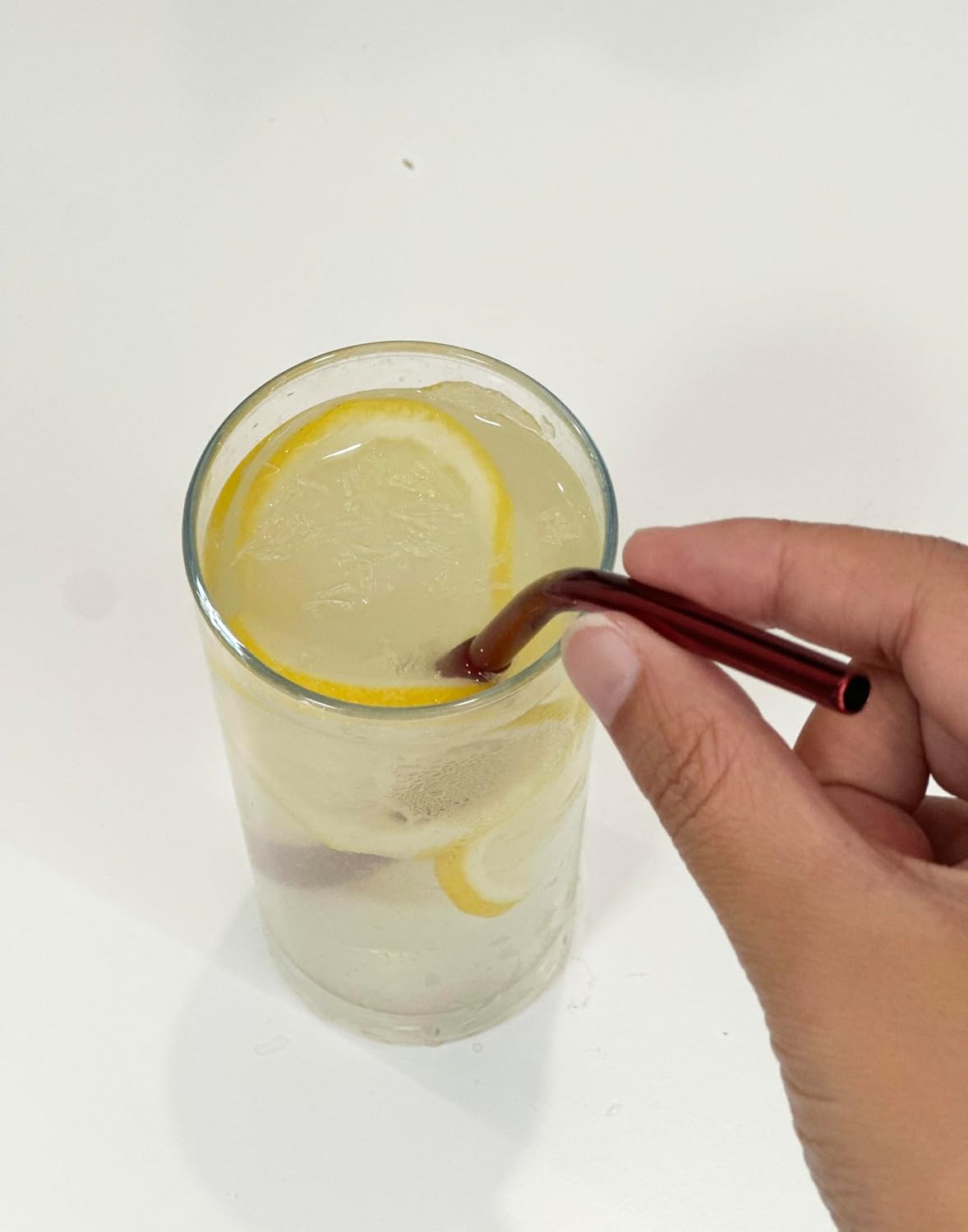 10 Pcs Stainless Steel Straws, Reusable Drinking Straws, Bent Metal Straw Sets with 2 Pcs Cleaning Brushes (Red, 8.5 Inch)