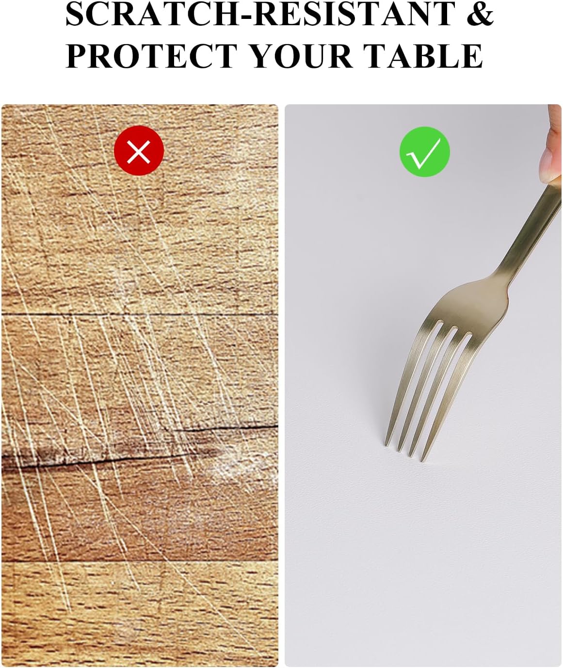 Pure White Plastic Table Cover Protector, 48" Round Waterproof Easy Flat PVC Desk Pad Mat, 1.5mm Thick Vinyl Table Top Protector for Dining Room Table, Office, Dresser