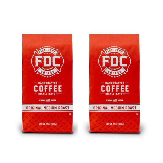 Fire Department Coffee - Gives Back to Firefighters - Original Medium Roast Ground Coffee - Balanced & Smooth - Roasted in the USA - Veteran Owned (12 oz, Pack of 2)