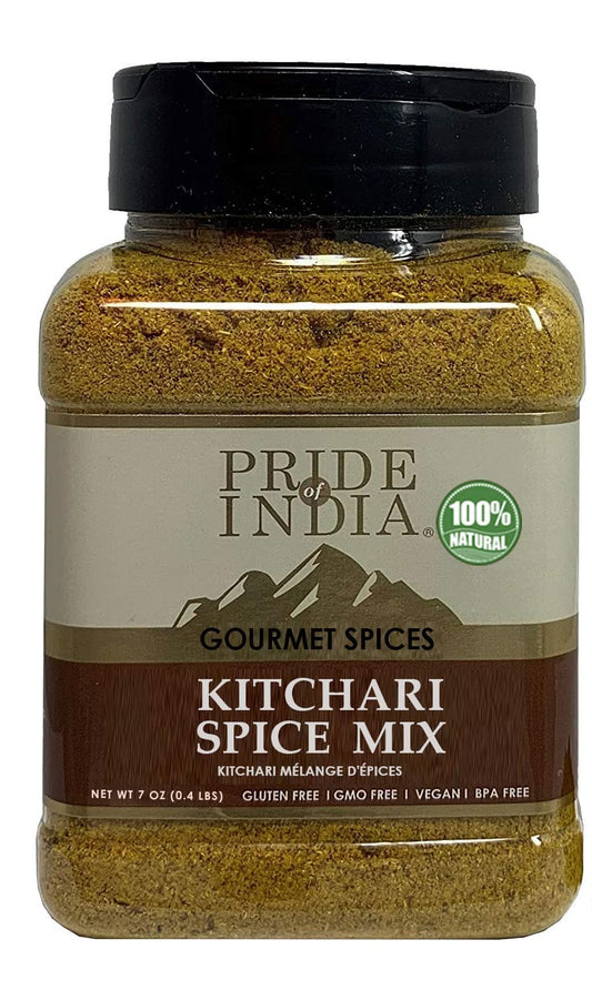 Pride Of India - Kitchari Spice Seasoning – Made with Authentic Indian Spices – Good for Health Cleanse & Diet – Easy to Use – 7 oz. Medium Dual Sifter Jar