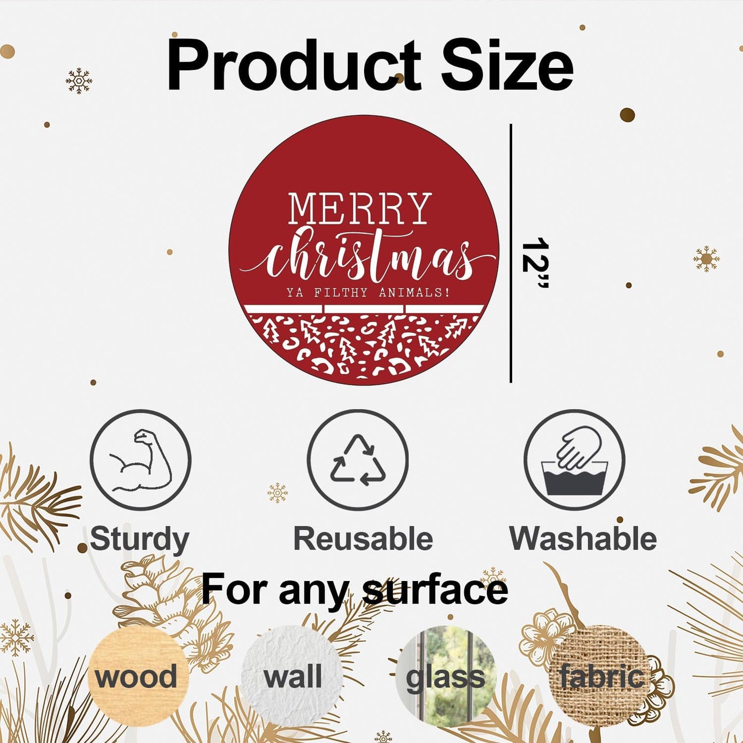 Large Christmas Stencils 12” Christmas Stencil for Painting on Wood Holiday Stencils for Crafts Reusable Merry Christmas Drawing Templates for Door Hanger Porch Wreath Doormat Decor