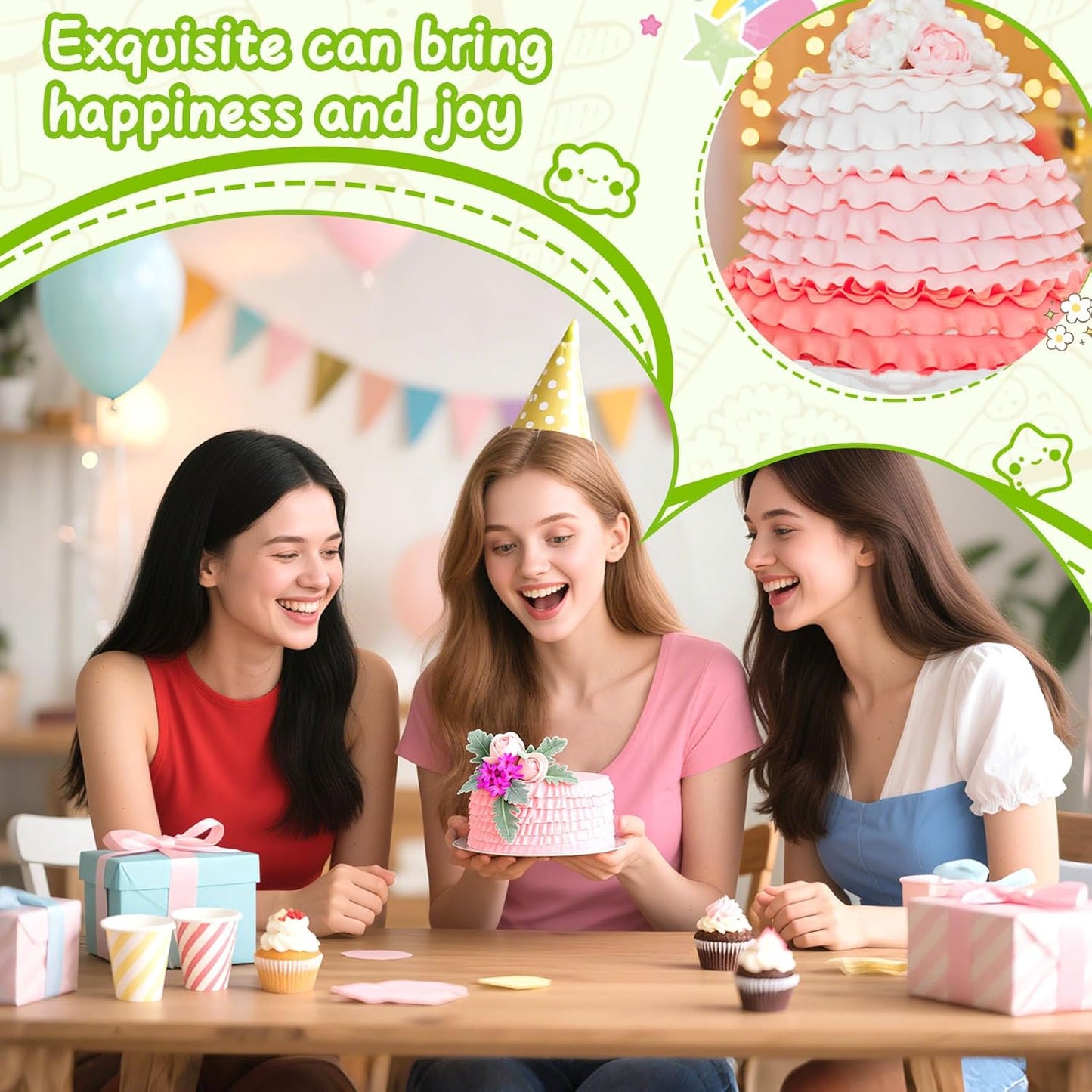 Suuker 7 Pieces Pleated Skirt Piping Nozzles Set, Stainless Steel Russian Nozzles Tips Piping Set For Pastry Fondant,Cake Decorating Supplies Baking Set Tools