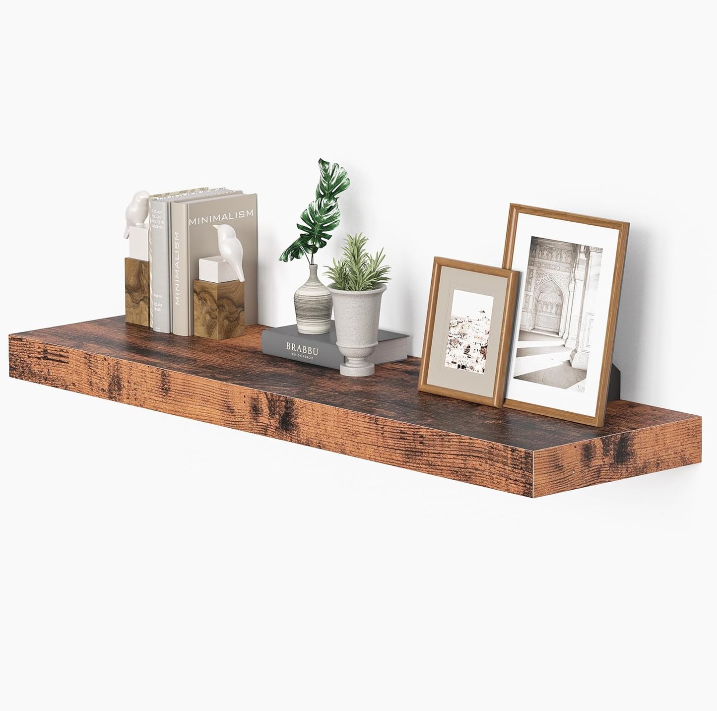 Vivelove 10 inches Deep Floating Shelves 36 inch Long, Sing Shelves for Wall Heavy Duty for Bedroom, Bathroom, Living Room, Kitchen, Office, Farmhouse Shelf Home Decor, Set of 1, Rustic Brown
