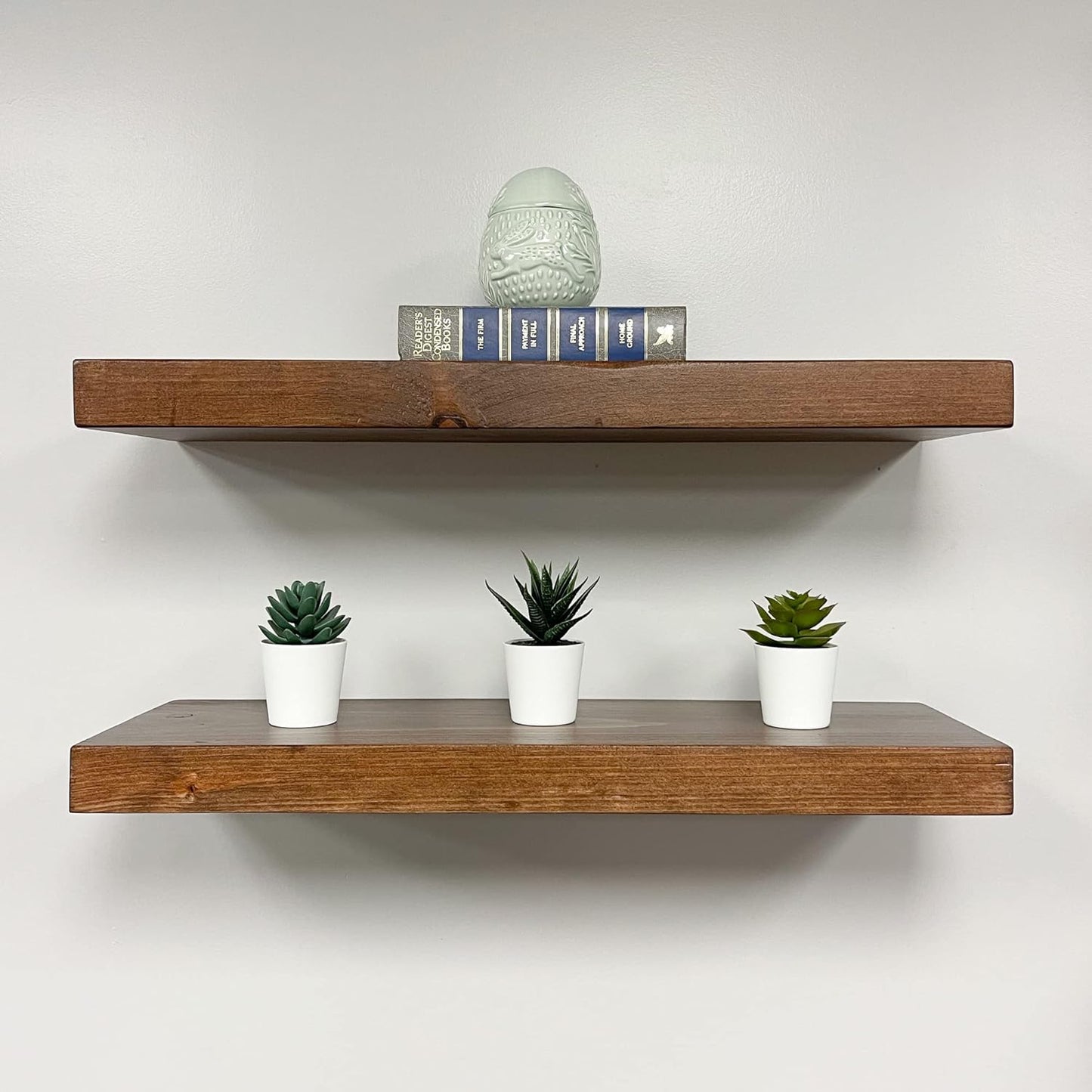 URBANDI, Rustic Floating Shelves, Set of 2, Hidden Bracket, Solid Wood, Heavy Duty, Wall Mounted Shelves, (Provincial, 36Wx6D)