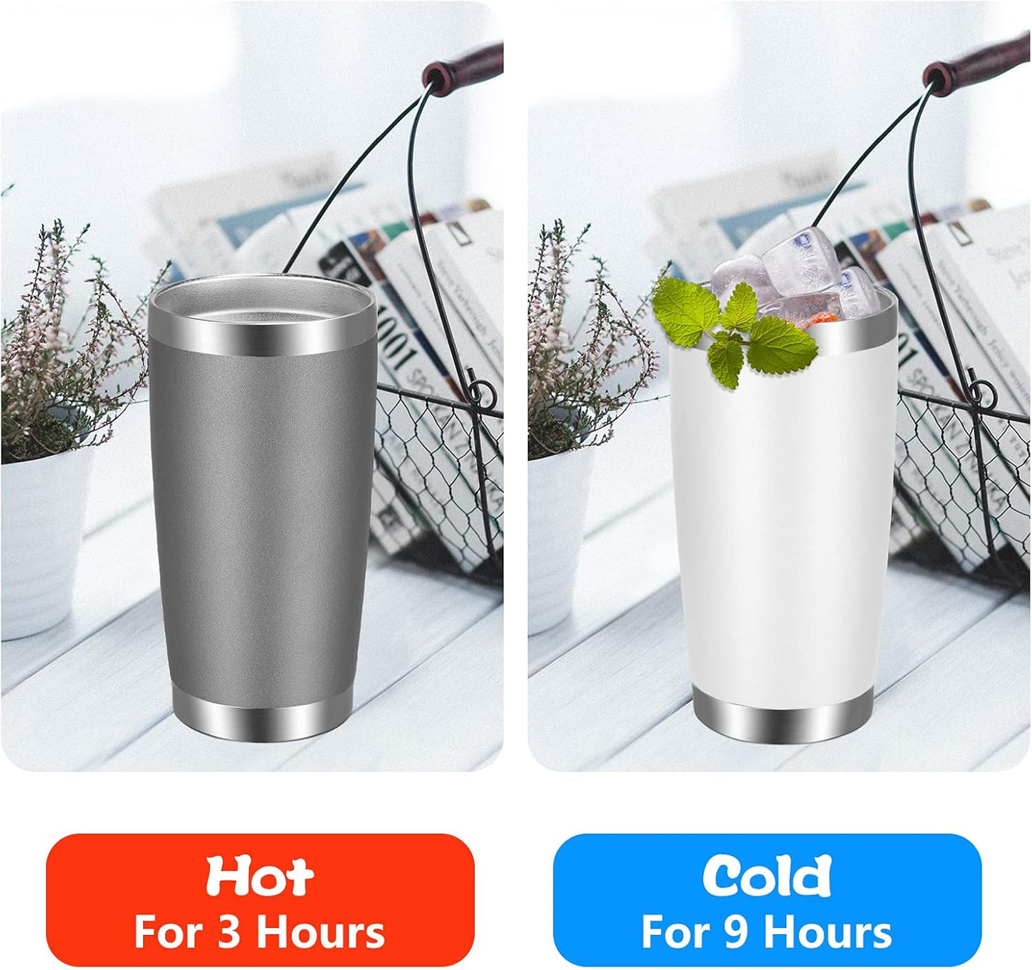 VEGOND 20oz Tumbler with Lid and Straw Stainless Steel Tumbler Cup Bulk Vacuum Insulated Double Wall Travel Coffee Mug Powder Coated Coffee Cup(Grey 12 Pack