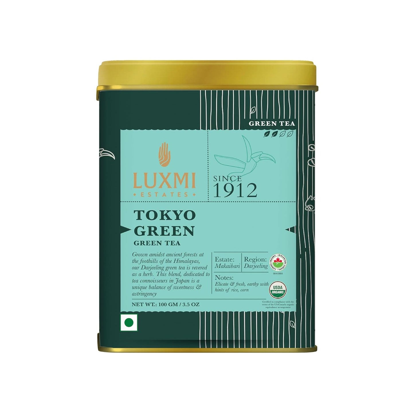 Luxmi Estates - Tokyo Green - Organic Makaibari Darjeeling Green Tea - Loose Leaf - 100g (50 Cups) | From the Foothills of the Himalayas