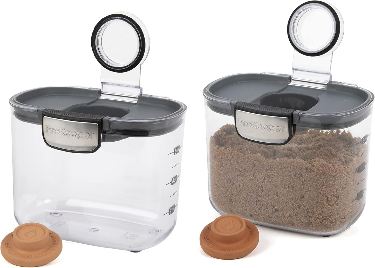 Progressive International ProKeeper+ Clear Plastic Airtight Food Baker's Kitchen Storage Organization Container Canister Set with Magnetic Accessories, 2- Piece Set (Brown Sugar 1.4-Quart)