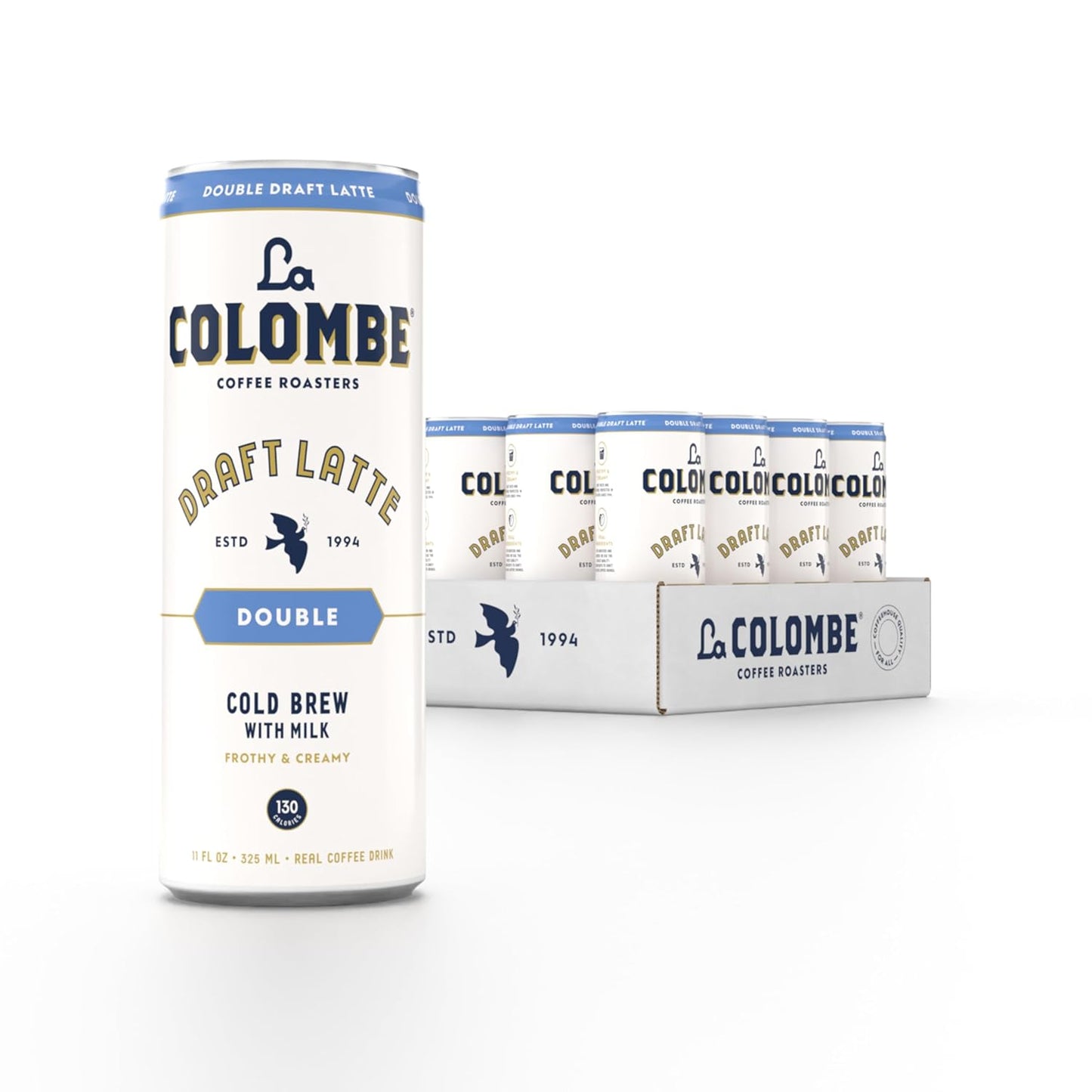 La Colombe Coffee, Double Draft Latte, 11 fl oz Cans (Pack of 12), Coffeehouse Quality Cold Brew, Specialty Grade Coffee Beans, Ready-to-Drink On-the-Go