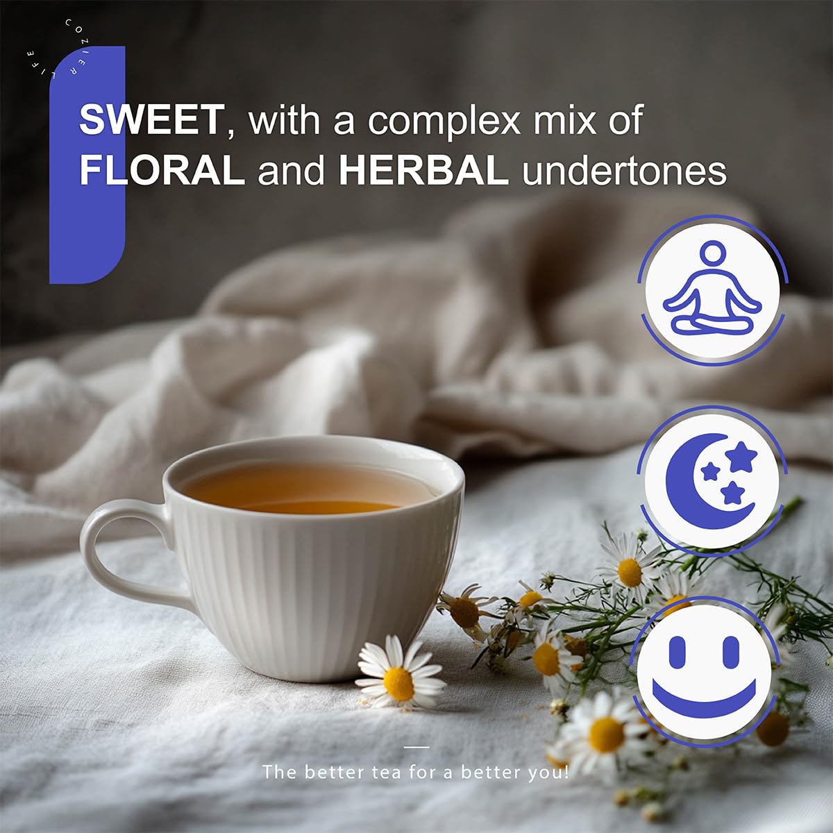 WT WEETEE Chamomile & Passionflower Nighty Herbal Tea Bags 50 Counts, Includes Spearmint, Valerian Root, Lavender, Peppermint & More, Natural Caffeine-free