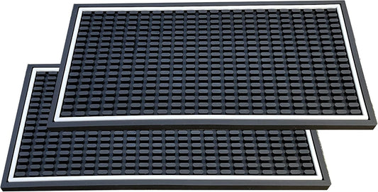 Highball & Chaser Bar Mat 12in x 6in. 1cm Thick Durable and Stylish Bar Mat for Spills, Service Mat for Coffee, Bars, Restaurants CounterTop Dish Drying Mat, Glass Drying Mat (2 pack)