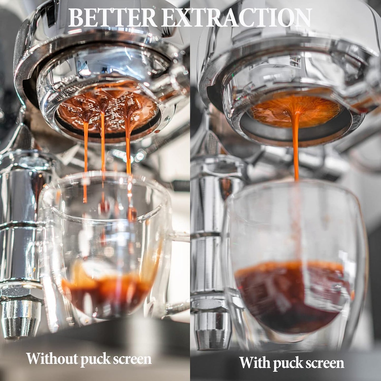 Puck Screen 51mm - 2 Packs Reusable Espresso Puck Screen with Wooden Stand, 316 Stainless Steel Puck Screen for Espresso Portafilter, Professional Tool for Espresso Portafilter Filter Basket