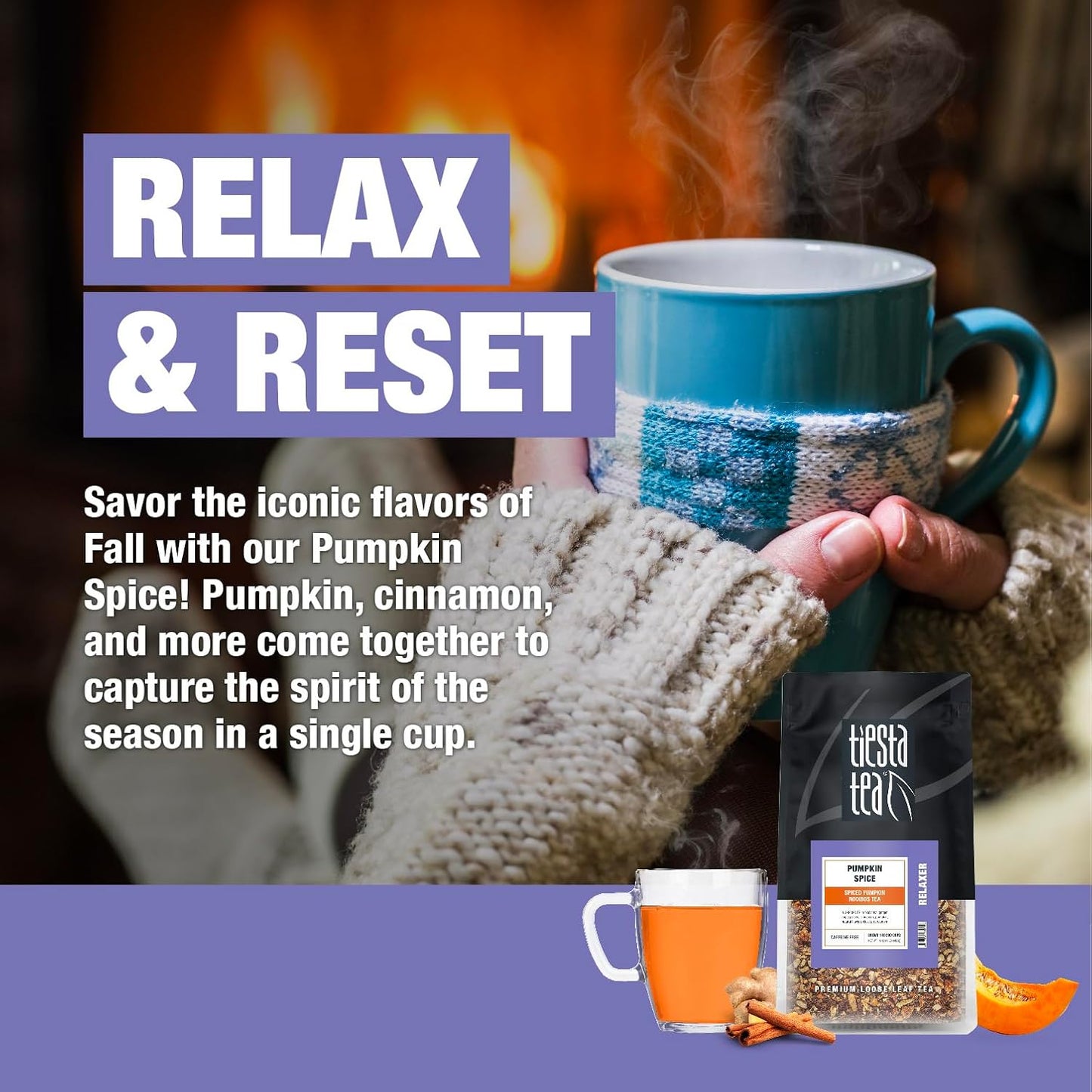 Tiesta Tea - Pumpkin Spice Rooibos Loose Leaf Tea, Premium Caffeine-Free Herbal Infusion, Brew Hot or Iced, Makes up to 200 Cups, Resealable Bulk Pouch, 16 Ounce