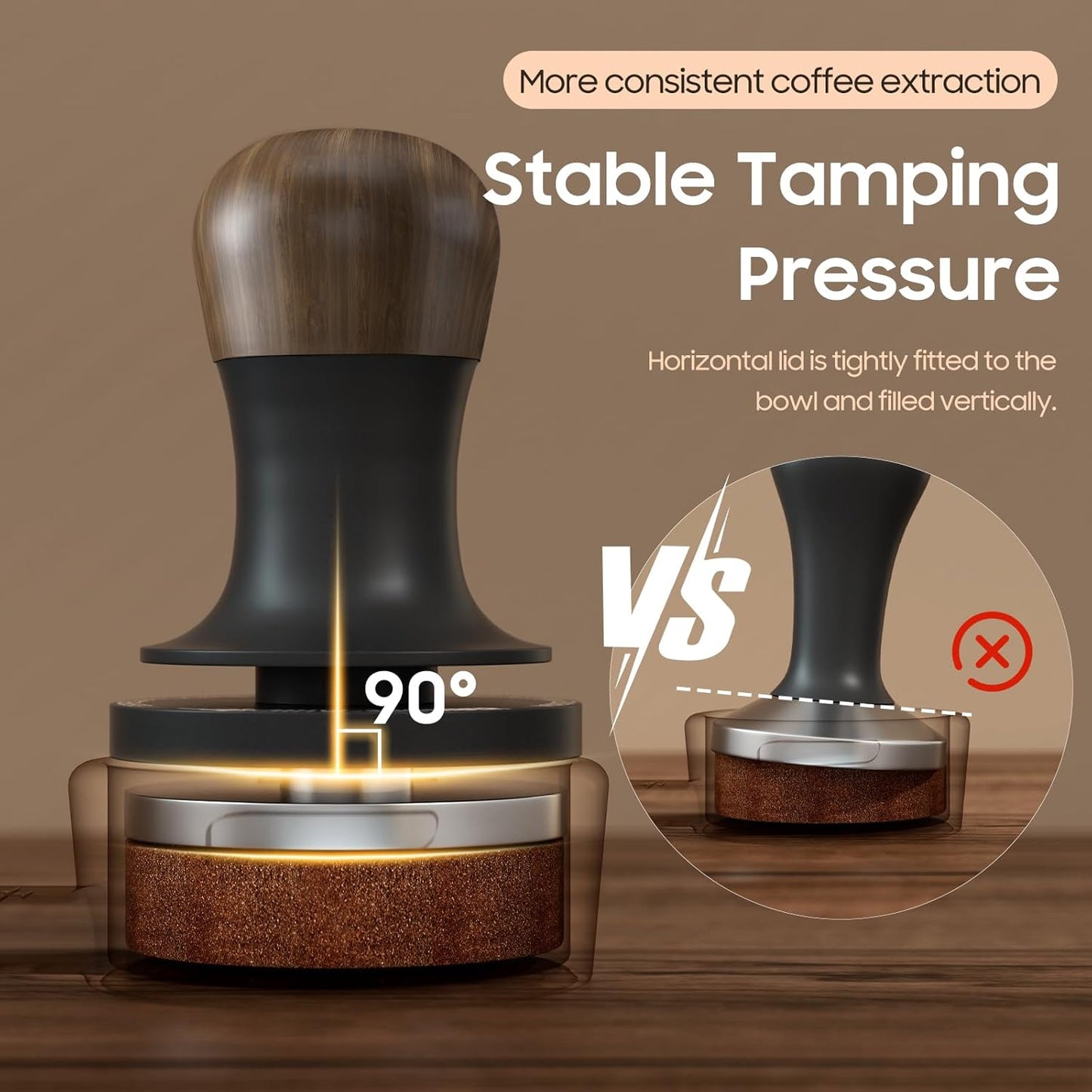 MHW-3BOMBER Espresso Tamper 58.35mm with Sound Feedback Calibrated Coffee Tamper 30lbs Tamper Tool Espresso Flat Base, T6184T-OS