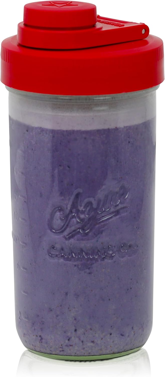 Brewing America Mason Jar Drinking Cup Pint and Half Drinking Lid and Azure 24oz Jar (2, Old Glory Red)