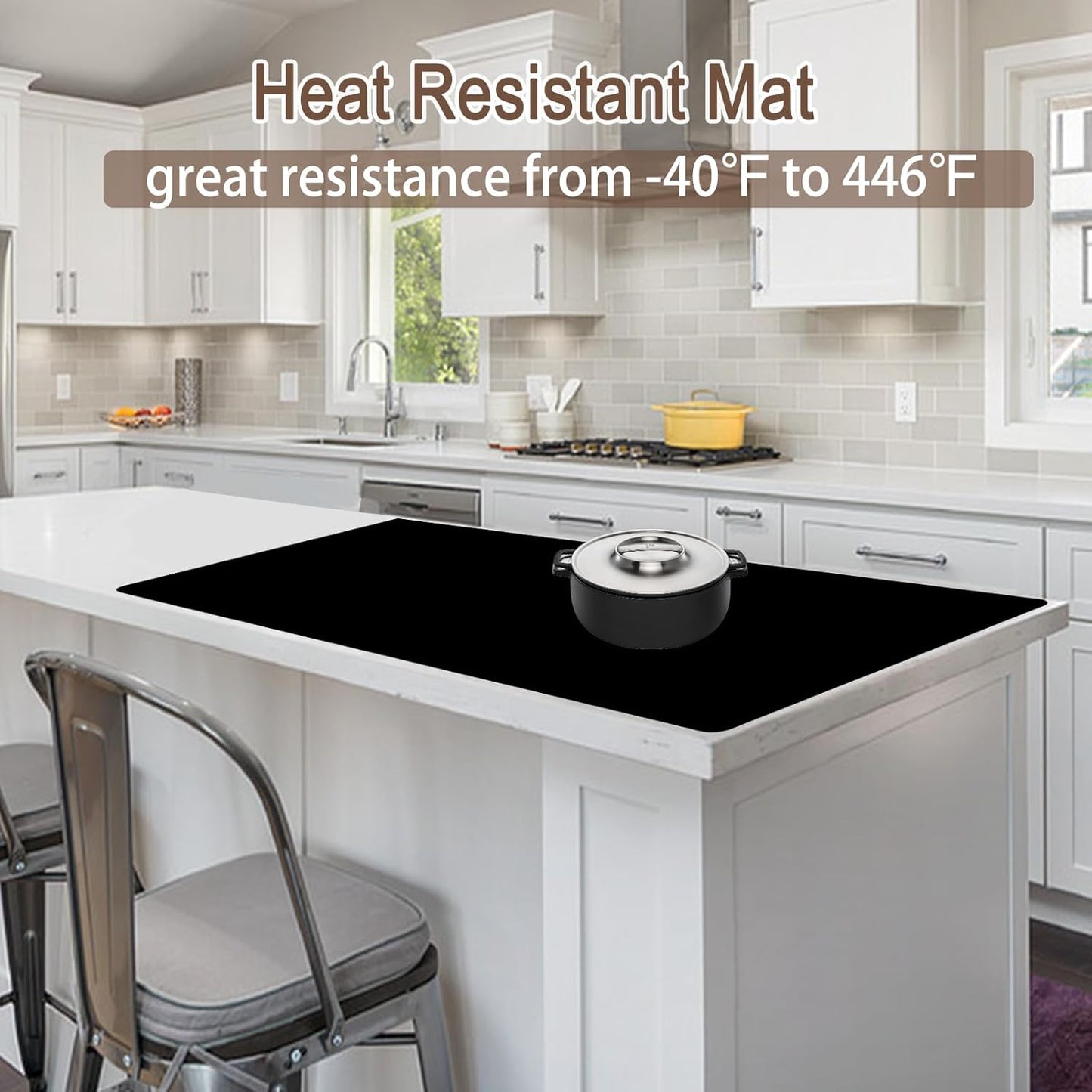 Silicone Mats for Kitchen Counter, 48"x32"(120cmx80cm) Large Heat Resistant Mat Kitchen Island Waterproof Countertop Protector Mat Nons-slip Extra Large Counter Mat, Semitransparent