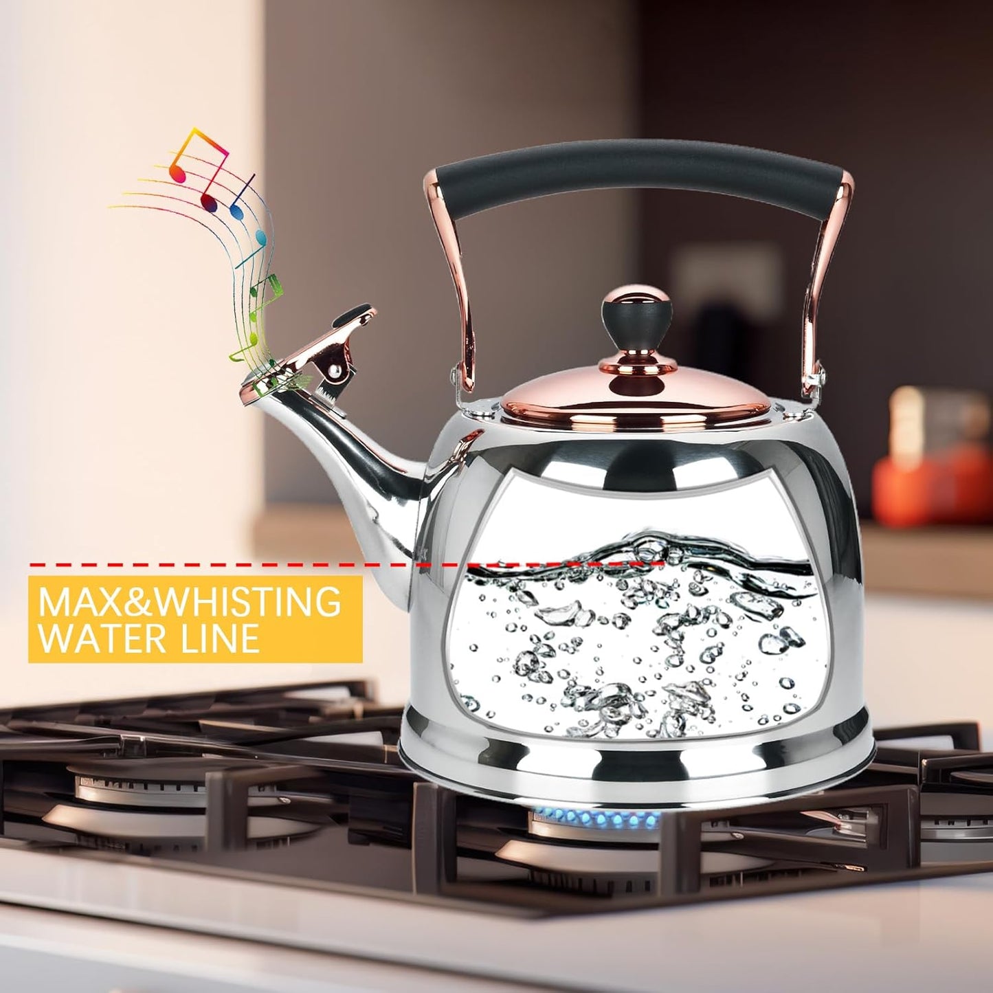 Tea Kettle Stainless Steel Teapot, Stainless Steel Teakettle for Stove Top with Heat Proof Ergonomic Handle 3.0 Quart