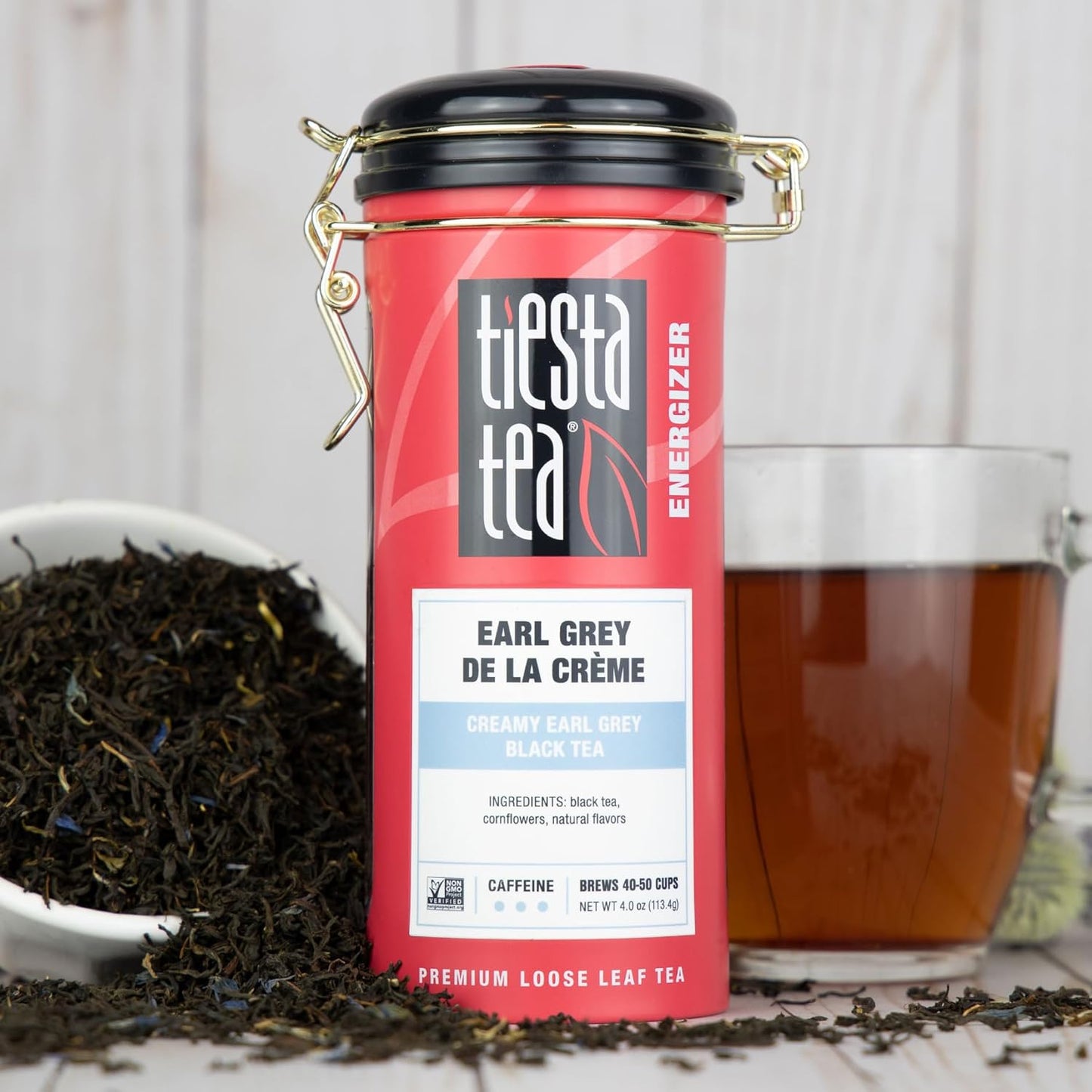 Tiesta Tea - Earl Grey de la Crème, Loose Leaf, Creamy Earl Grey Black Tea, Premium Blend, Caffeinated Black, Make Hot or Iced Brews Up to 50 Cups, 4 Ounce Refillable Tin