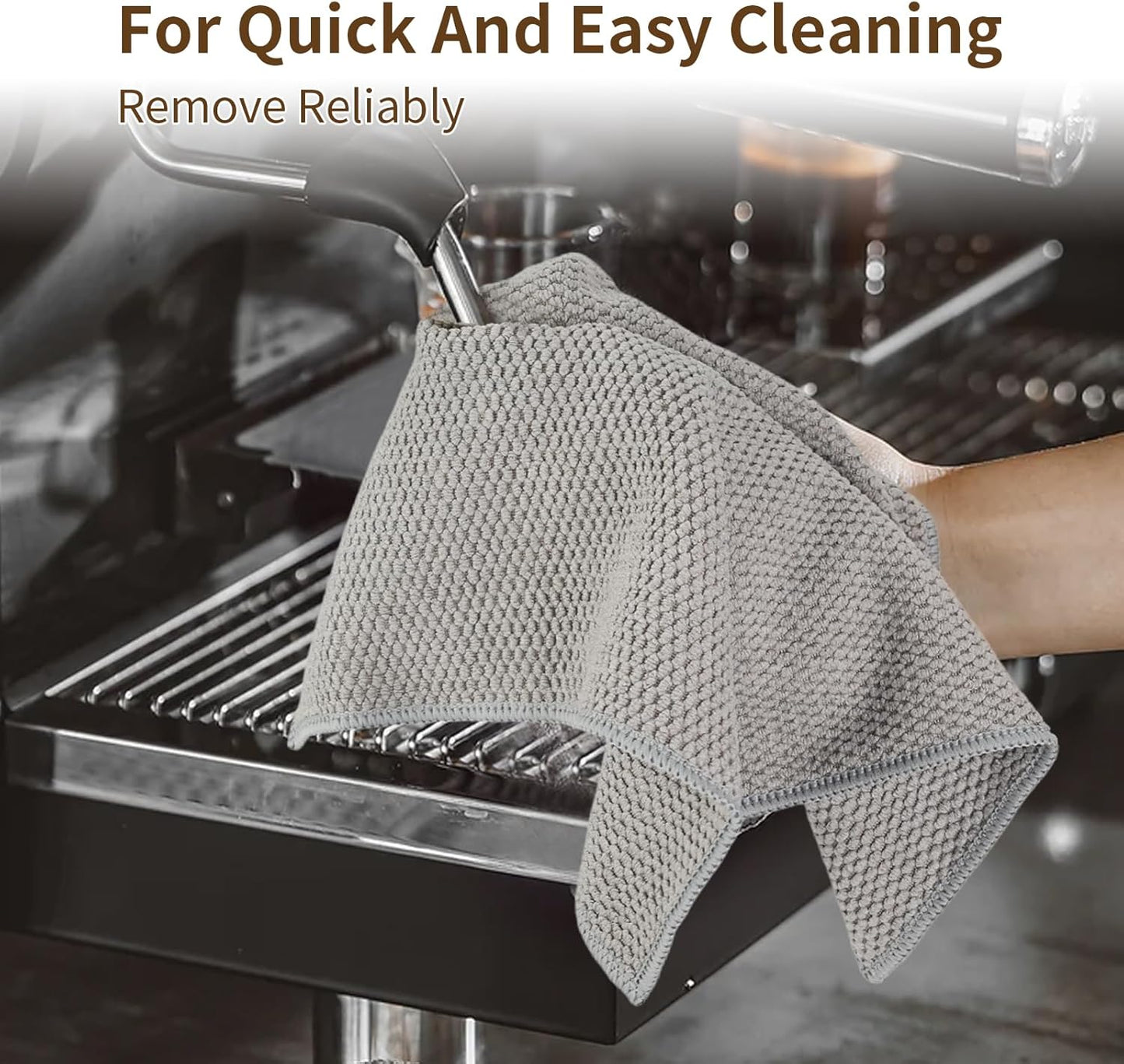 3Packs Coffee Cleaning Cloths, Barista Microfiber Cloths, Highly Absorbent, Quick-Drying, Odor-Free, Suitable for Coffee Accessories and Espresso Machine Cleaning(12"x12")