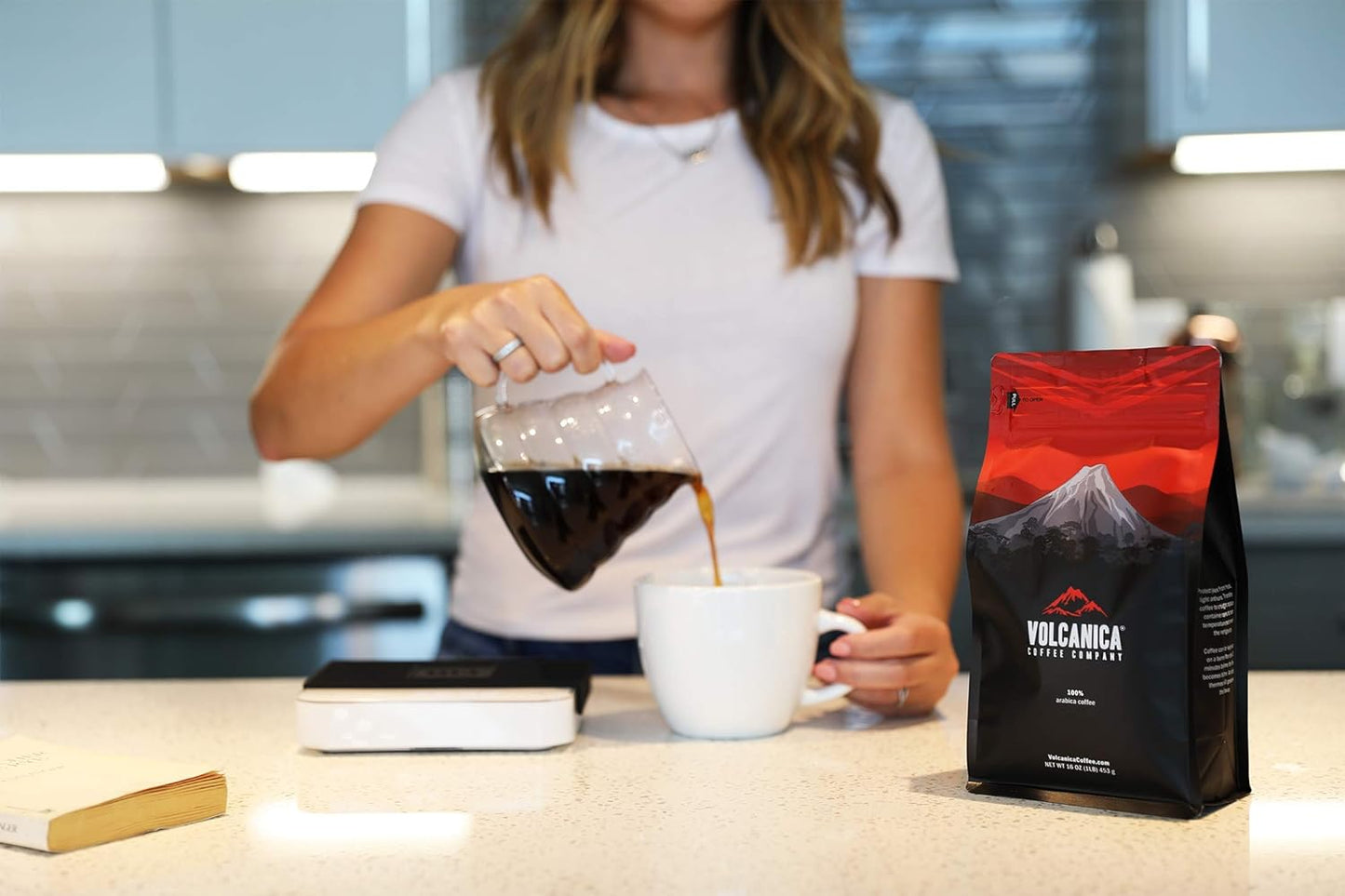 Volcanica Coffee, Dark Roast Coffee, Whole Bean, Fresh Roasted, 16-ounce