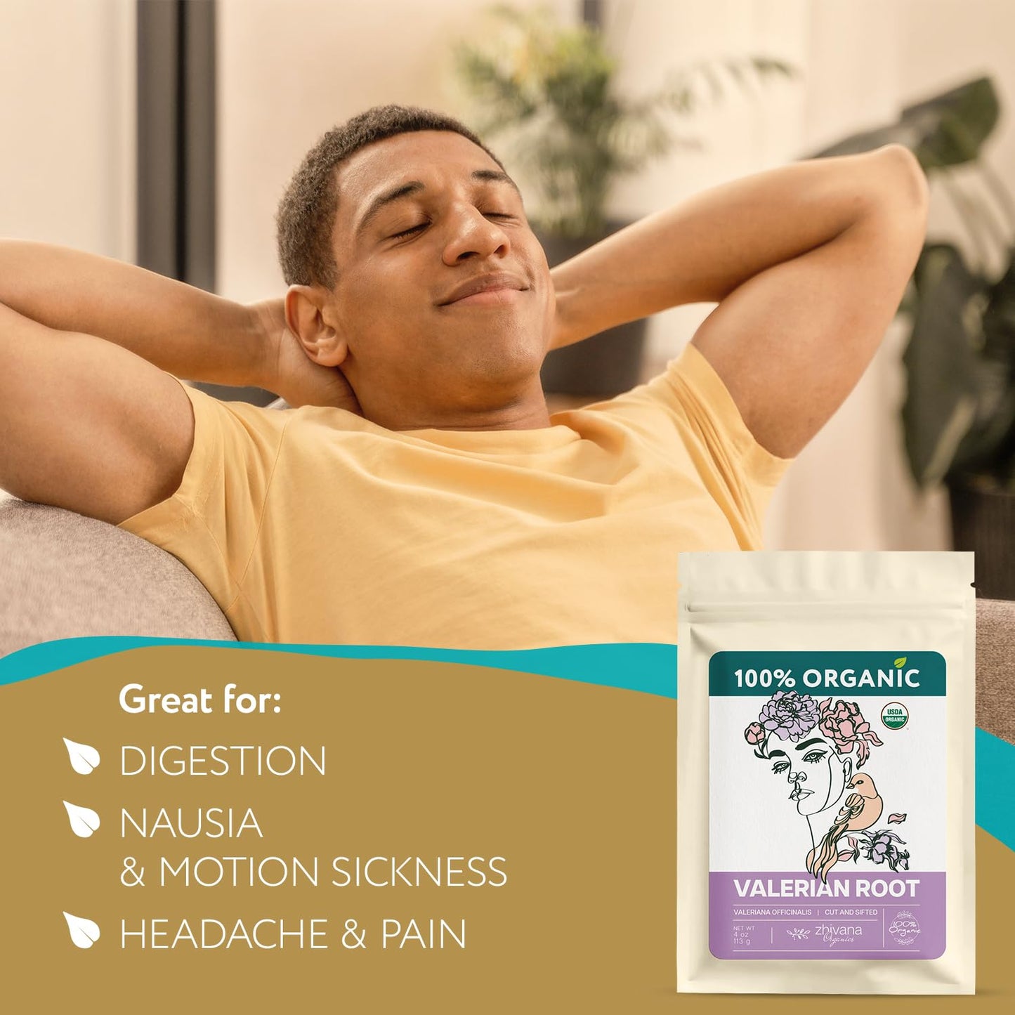 Super Value Pack 5 LB - Organic Valerian Root Tea - Valarian Tea - Stress Release, Nervous System Support - Sleep Better & Longer