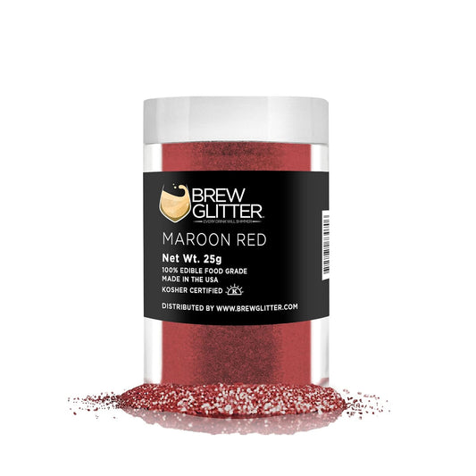 Maroon Red BREW GLITTER Edible Glitter For Drinks, Cocktails, Beer, Garnish Glitter & Beverages | KOSHER & HALAL Certified | 100% Edible & Food Grade | Vegan, Gluten, Nut Free (25g, Maroon Red)