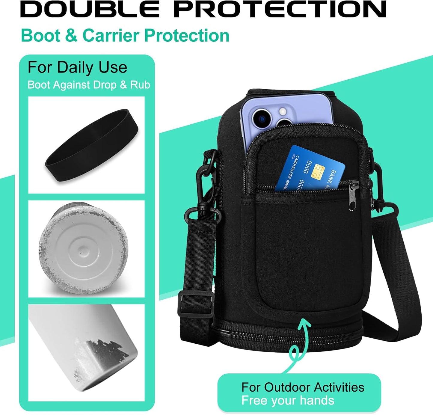 64 oz Insulated Water Bottle Stainless Steel - Gallon Water Bottle with Straw, Half Gallon Water Jug Wide Mouth, Sweat-Proof Metal Flask Mug with Paracord Handle For Gym Camping Hiking