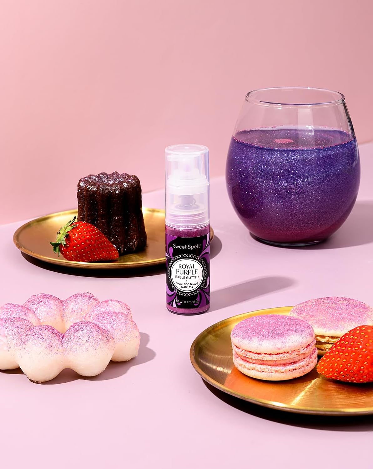 Sweet Spell Edible Cake Glitter Spray – Shimmering Magic for Cakes Decorating & Cocktails – 100% Edible, Food-Grade, Vegan, Gluten-Free (Purple)
