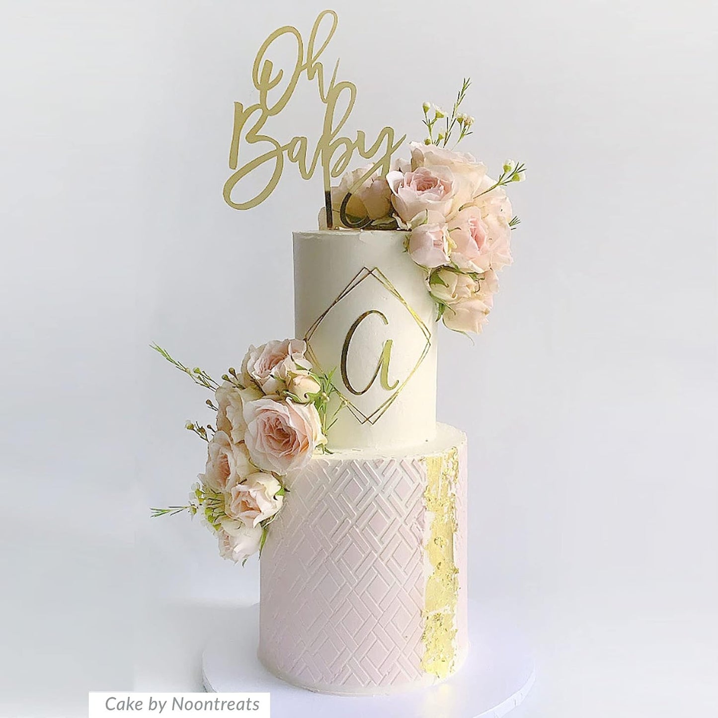 Cake Baking Stencil - Seamless Delicate Pattern for Decorating Tall Double Barrel Cake to Use with Buttercream, Royal Icing, Ganache, Paint, Airbrush (RHOMBA)