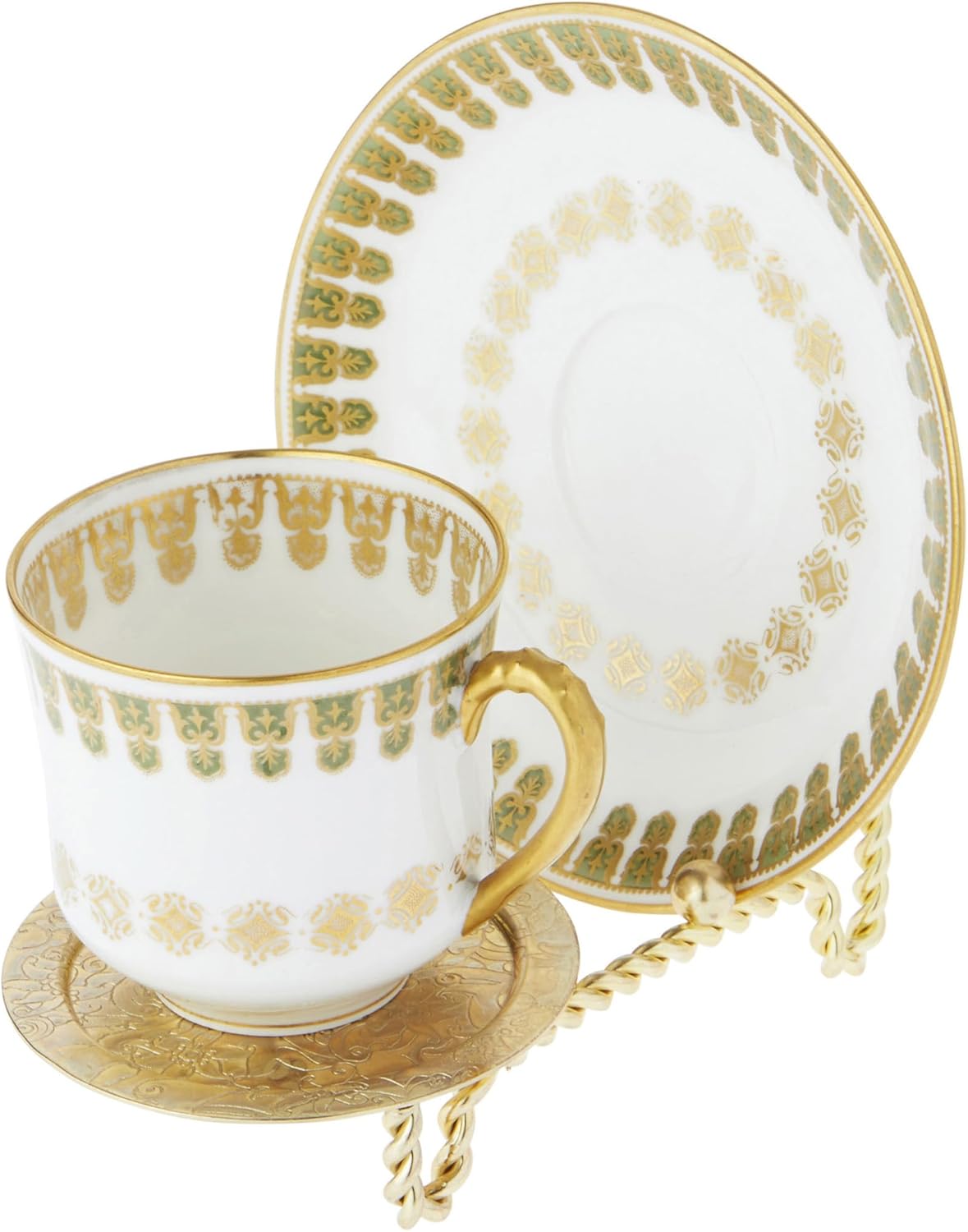 Bard's Ornate Twisted Shiny Gold-toned Cup and Saucer Stand, 3" H x 2.75" W x 4" D, Pack of 12