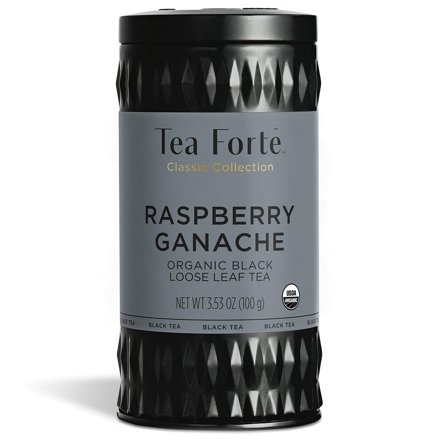 Tea Forte Raspberry Ganache Premium Organic Loose Leaf Caffeinated Black Tea Blend Canister, Makes 35-50 Cups