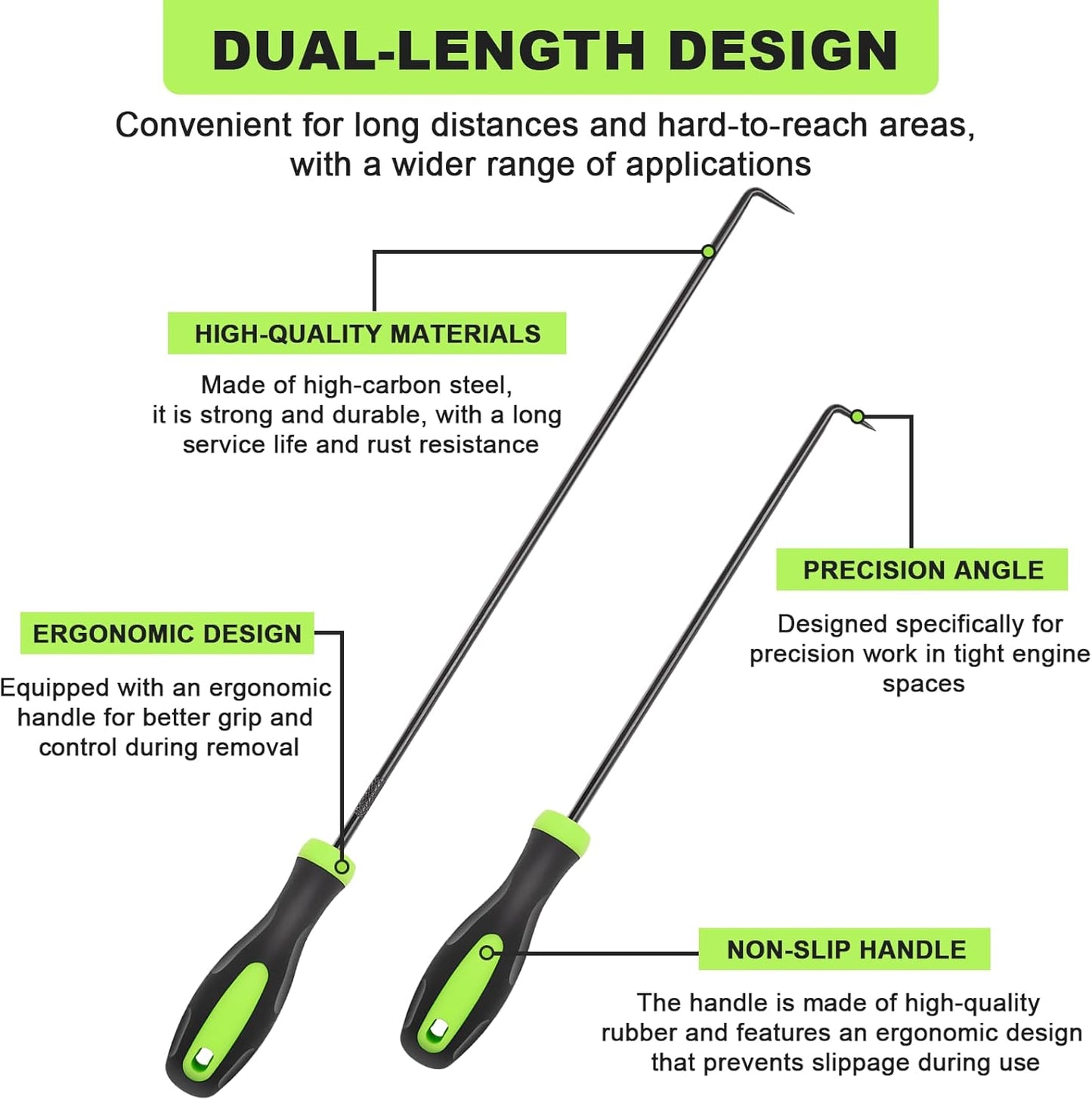 12PCS Automotive Hook and Pick Tool Set,Long & Mini Precision Puller Remover Tool Kit for Auto O-Ring,Seal & Gasket Removal,Mechanic Professional Tools,Car Repair Essentials