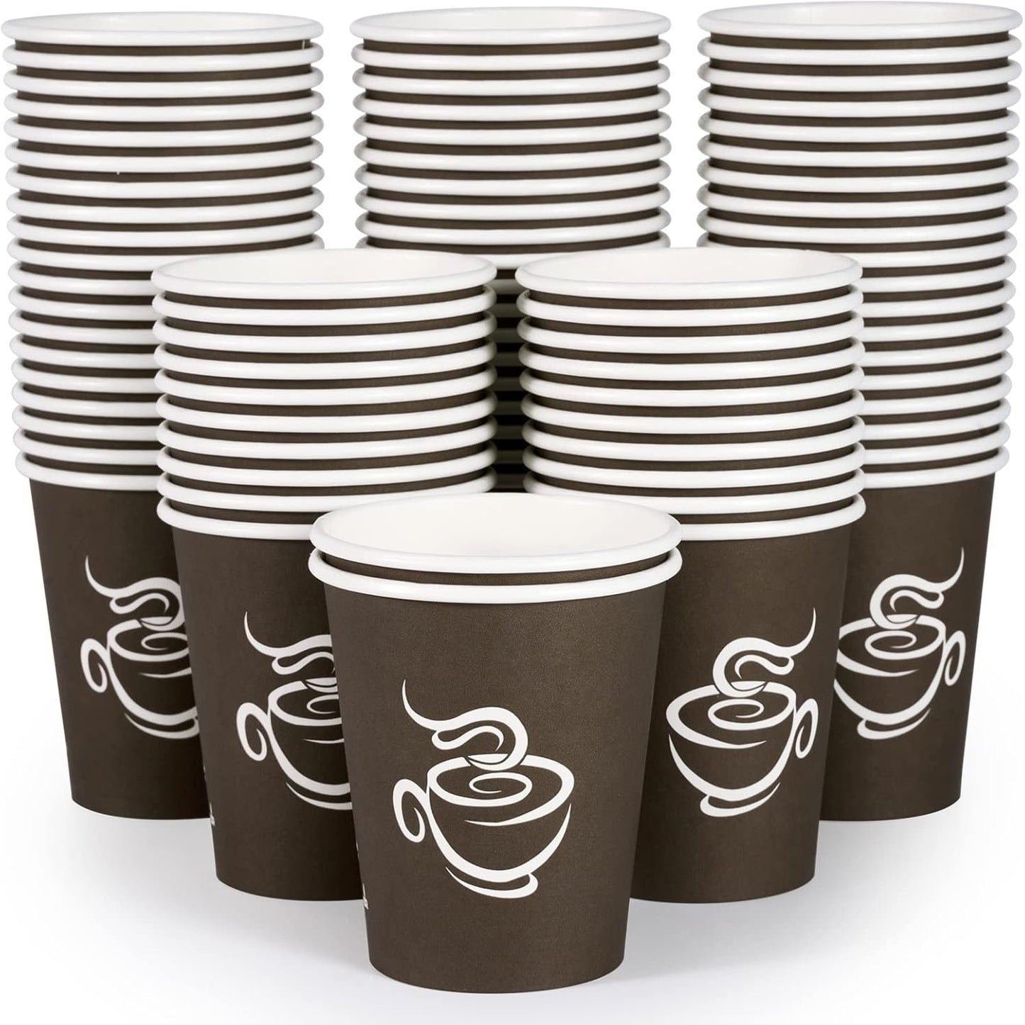 LITOPAK 400 Pack 8 oz Paper Cups, Brown Disposable Hot Coffee Cups for Party, Picnic, Travel, and Events