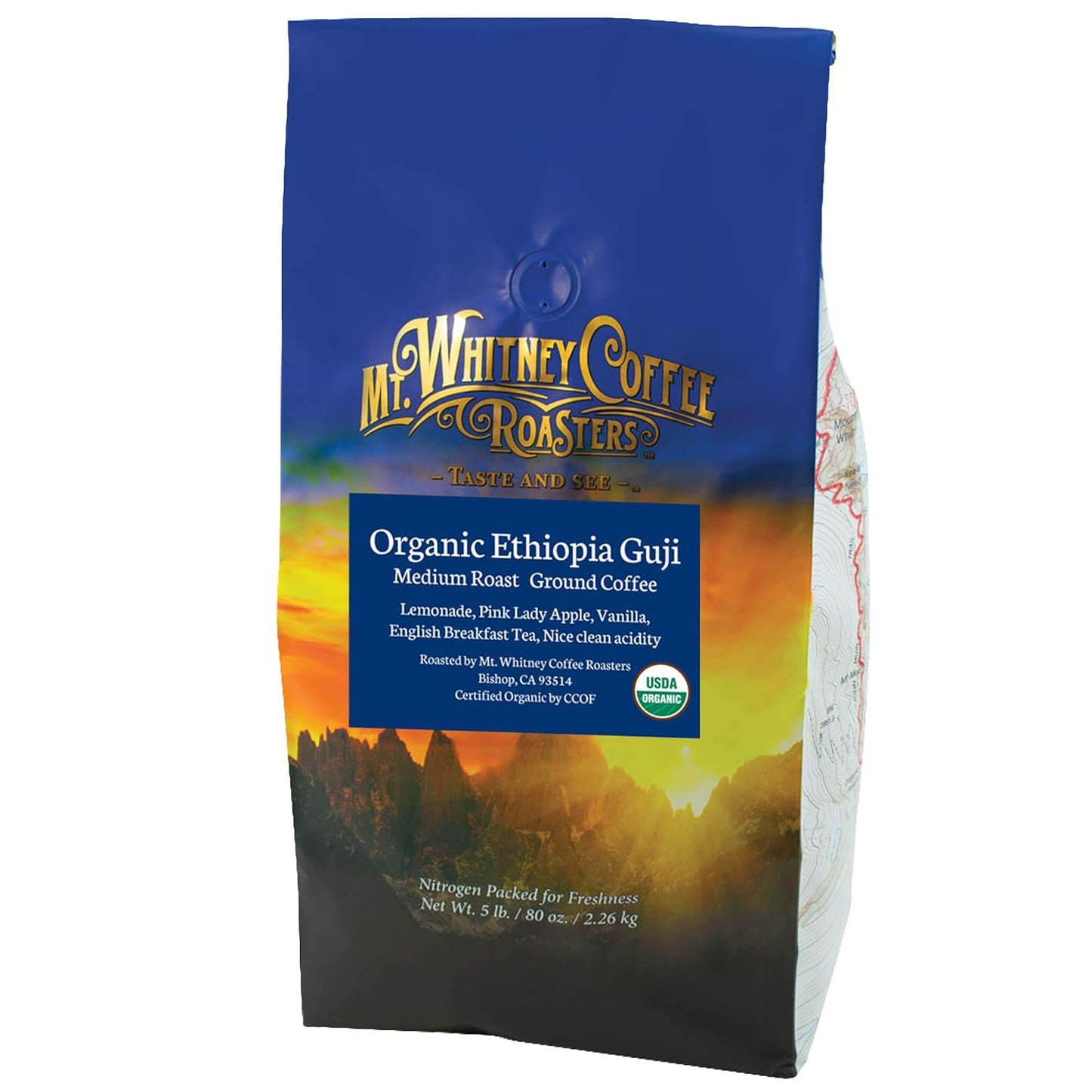 Mt. Whitney Organic Ethiopia Guji Coffee (Ground, 5 Lb)