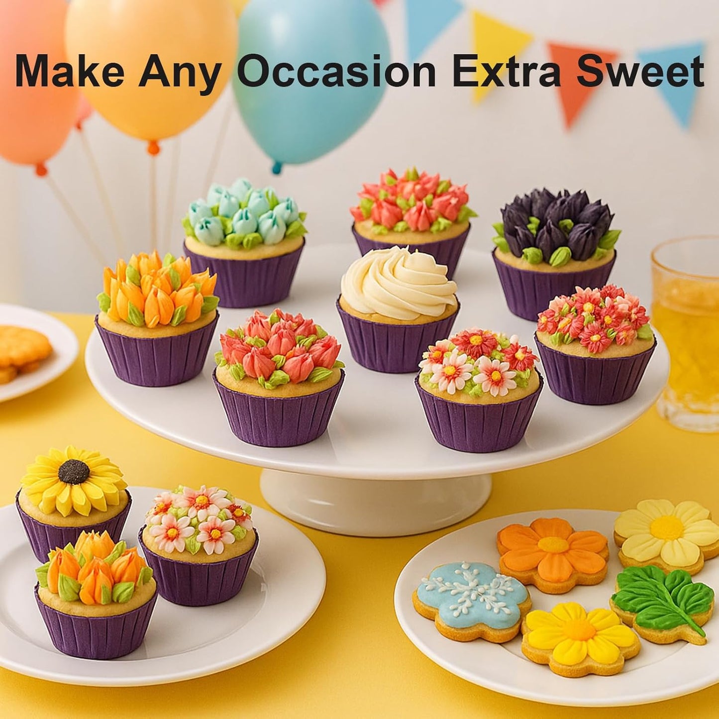 Russian Piping Tips Set – 12 Flower Frosting Nozzles, 2 Leaf Piping Tips, 2 Couplers, 20 Pastry Bags & 1 Reusable Bag – Large & Mini Russian Piping Tips for Cake Decorating, Cupcakes, Cookies