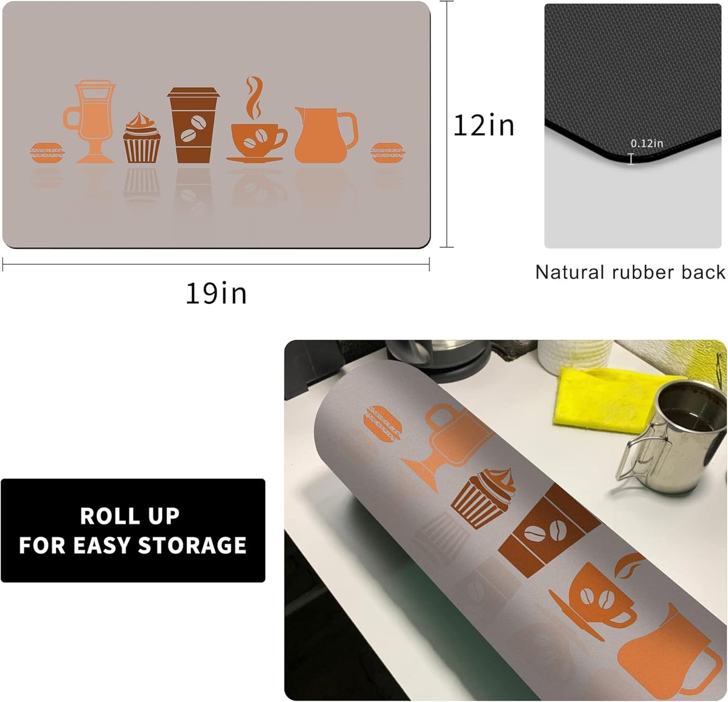 Golener Thick Coffee Maker Bar Mat Countertop,Quick dry mat,Bar Drying Mat,Coffee Bar Tray for Countertop,Coffee Nook Mat,Spill Mat