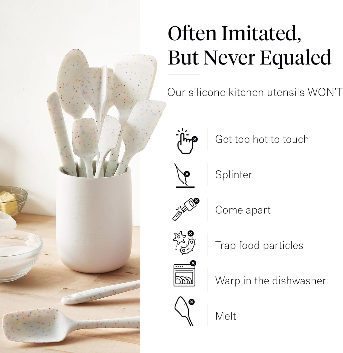 GIR: Get It Right 10 Piece Silicone Utensil Set - Ladle, Spatula, Flip, Spoon & Spoonula, Non-Stick, Heat Resistant, Dishwasher Safe, Silicone Kitchen Utensils, Baking Supplies