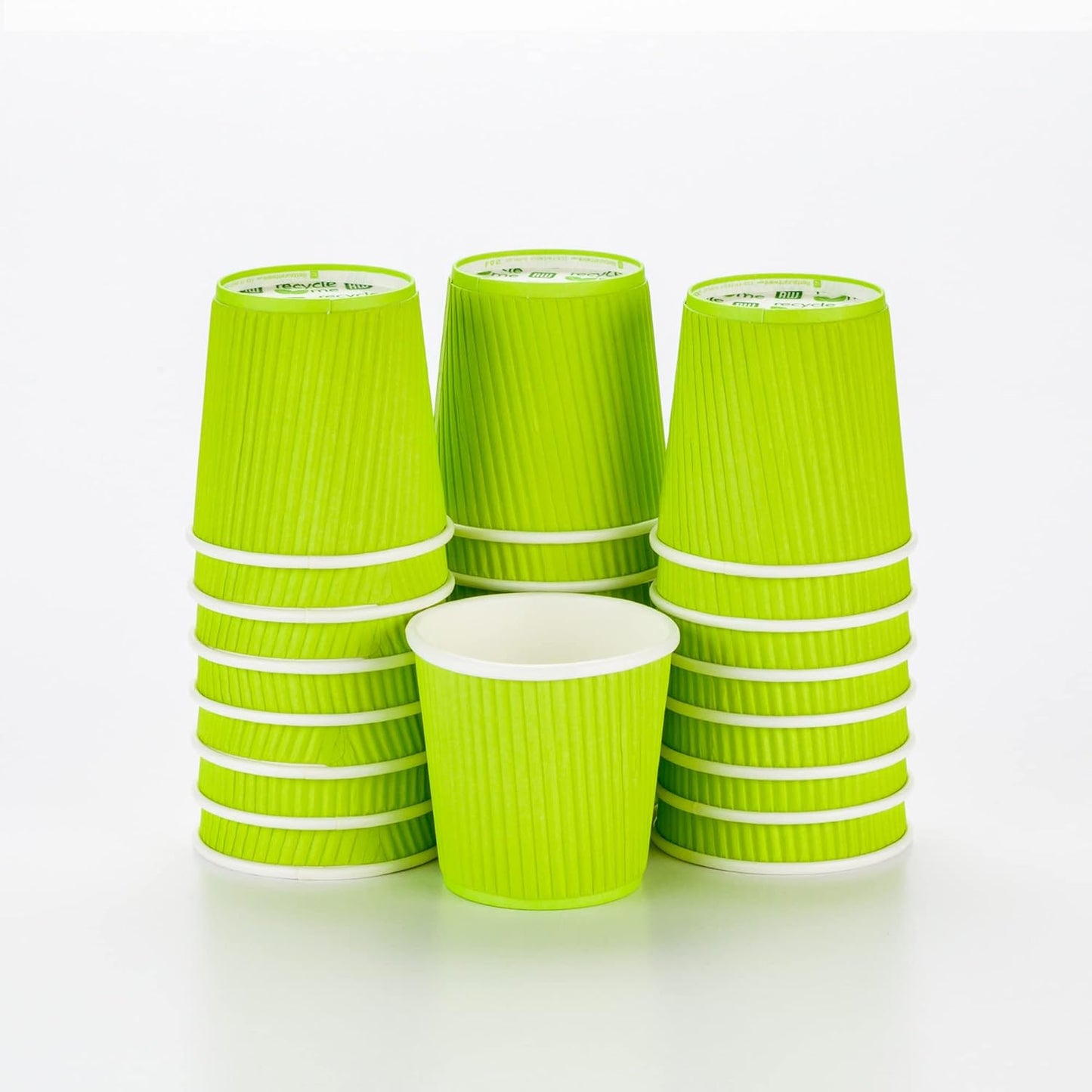 Restaurantware-4 Ounce Disposable Coffee Cups, 500 Ripple Wall Hot Cups For Coffee - Lids Sold Separately, Rolled Rim, Green Paper Insulated Coffee Cups, For Hot Coffee, Tea, And More