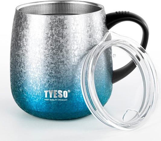 TYESO Office Coffee Mug,Vacuum Insulated Mug Double Wall Stainless Steel Tumbler Cup (Blue, 12 oz)