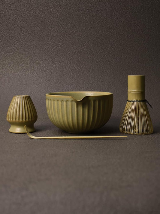 Artcome Matcha Bowl Set with Pouring Spout - Ceramic Matcha Bowl, Bamboo Whisk, Whisk Holder, Tea Scoop - Complete Traditional Japanese Tea Ceremony Kit for Home & Office - Ideal for Gift