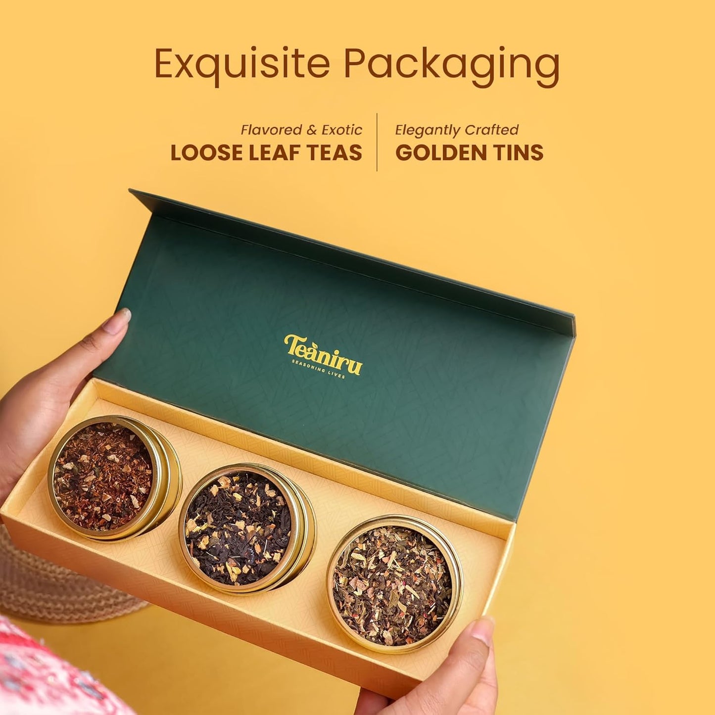 Teaniru, Christmas Grandeur Tea Gift Box - 1 carton (Box of 20) | 3 Flavors - Loose Leaf Tea Sampler in Luxury Gift Box | Assorted Bulk Tea Gifts for All